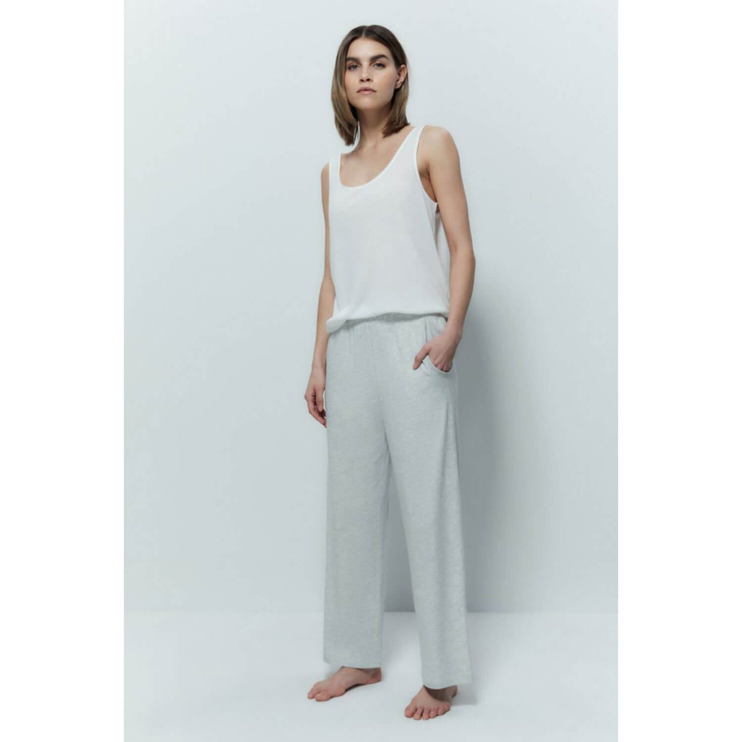 Plain Trousers With Pockets - Grey
