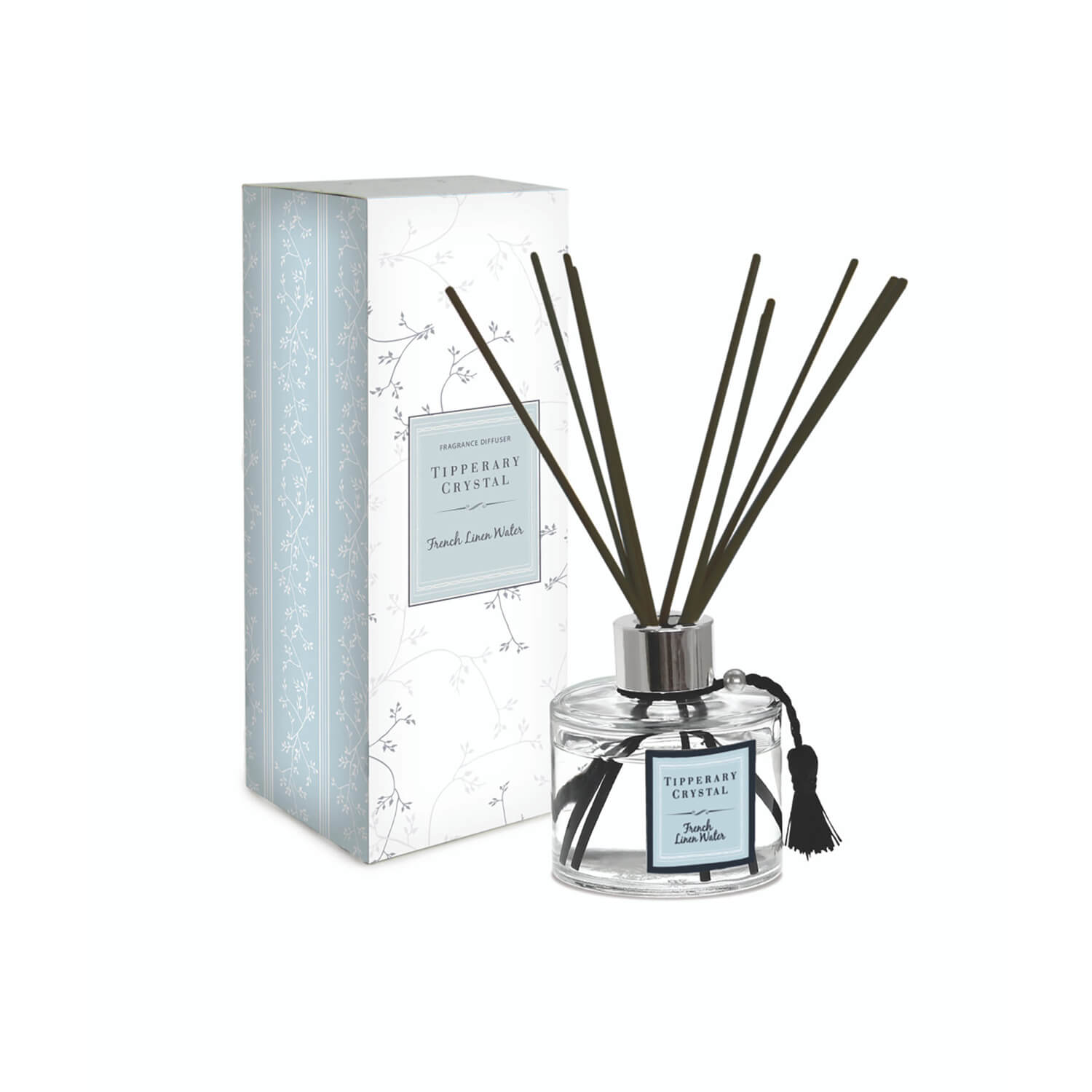 Tipperary Crystal Fragranced Reed Diffuser Set - French Linen 1 Shaws Department Stores