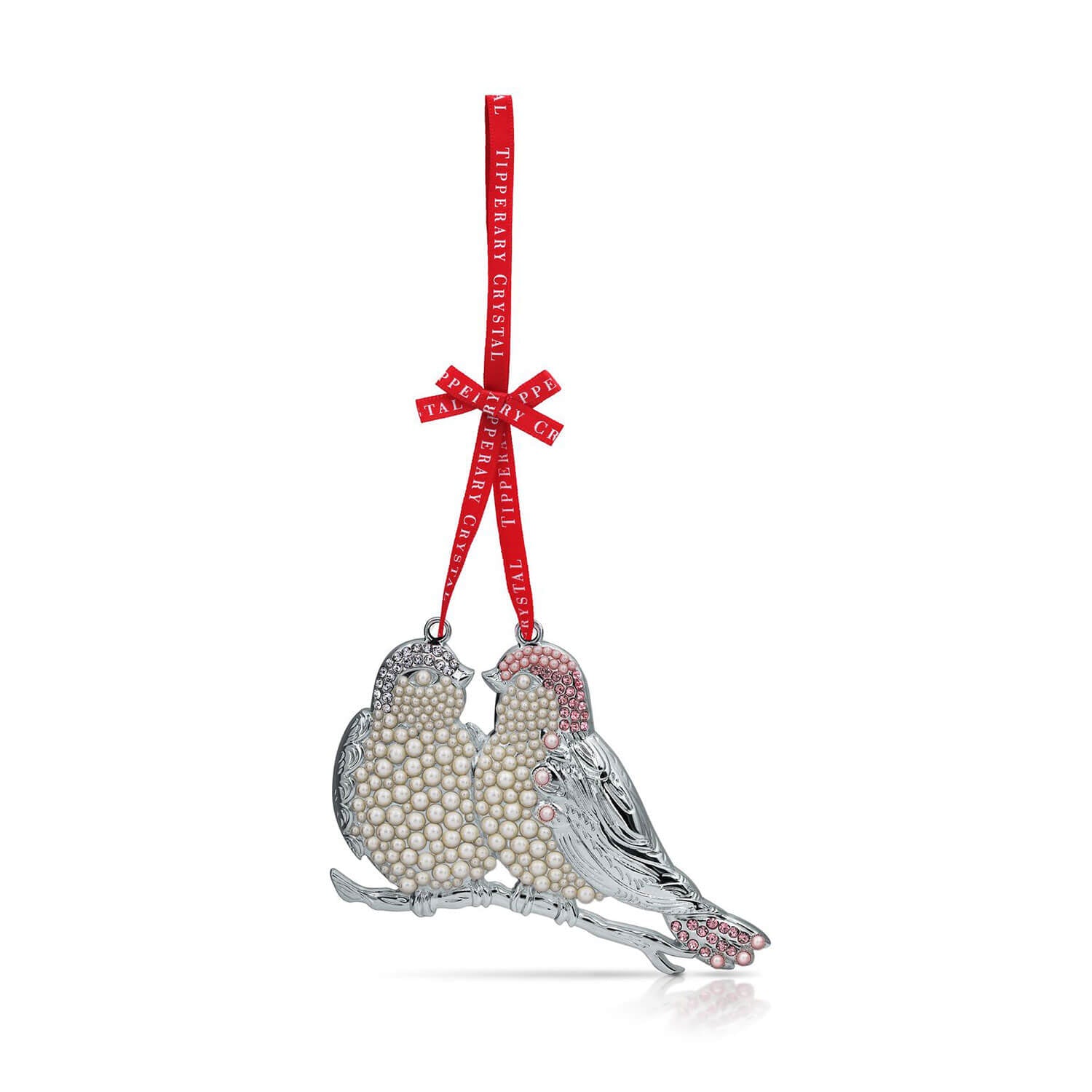 Tipperary Crystal Pearl Turtle Doves Christmas Decoration 1 Shaws Department Stores