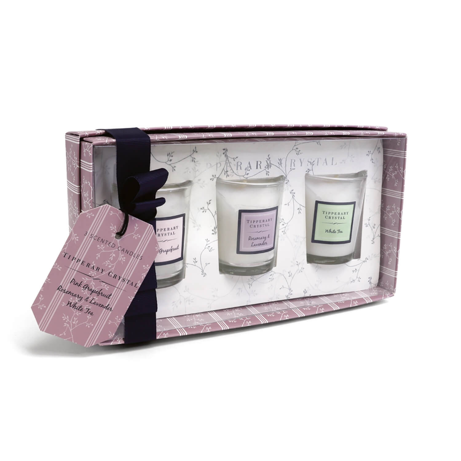 Tipperary Crystal Assorted Mini Candles Set Of 3 - Pink Grapefruit, Rosemary, White Tea 1 Shaws Department Stores