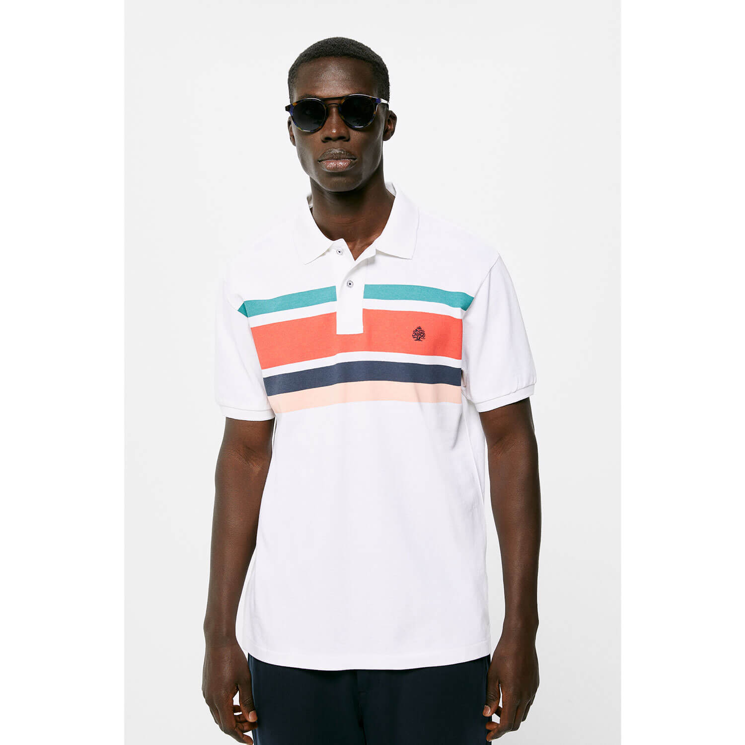 Springfield Short-sleeve Striped Polo - Ivory 1 Shaws Department Stores
