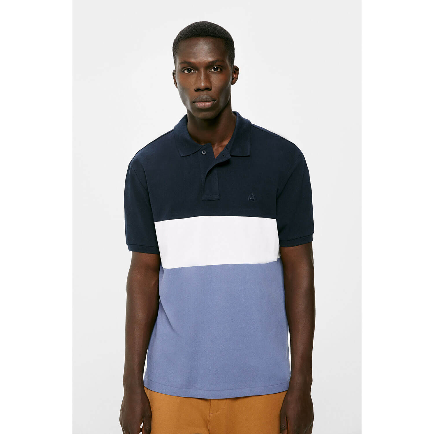 Springfield Short-sleeve Block Tricolour Polo - Navy 1 Shaws Department Stores