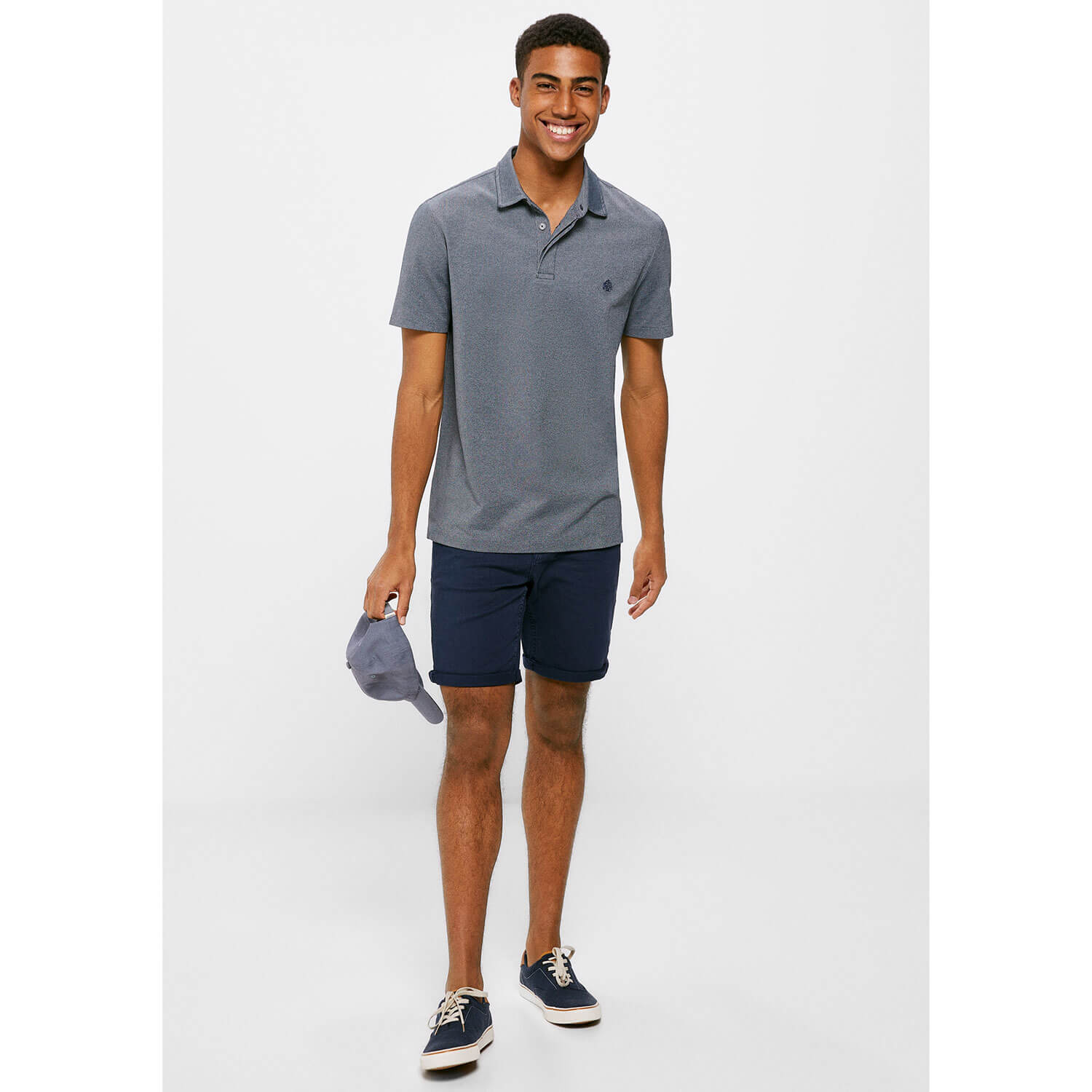 Springfield Short-sleeve Patterned Polo Shirt - Dark Blue 4 Shaws Department Stores