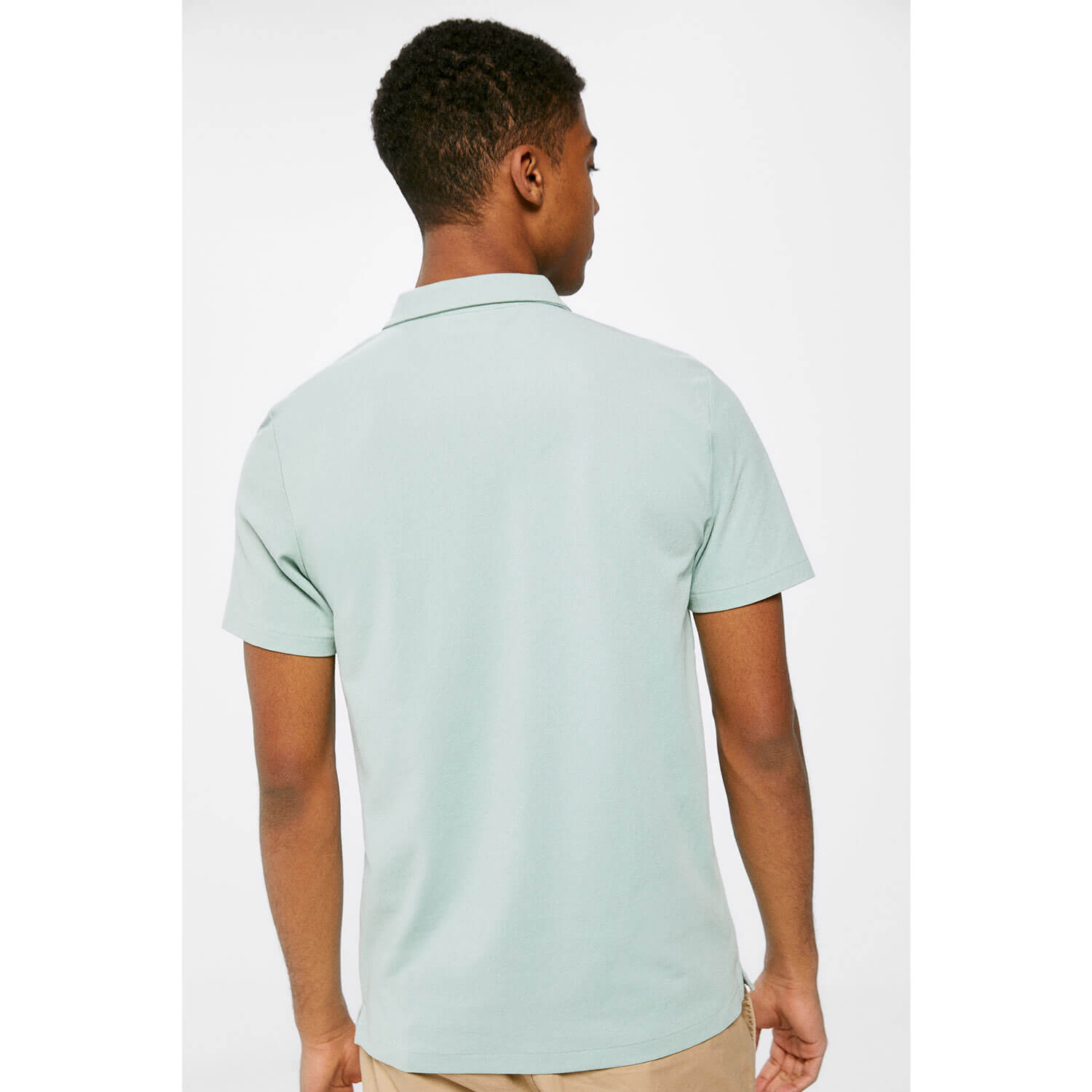 Springfield Short-sleeve Patterned Polo Shirt - Green 3 Shaws Department Stores