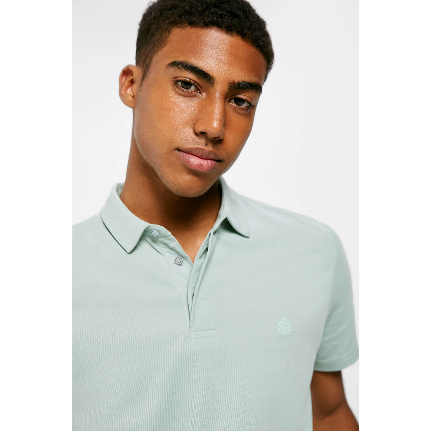 Springfield Short-sleeve Patterned Polo Shirt - Green 4 Shaws Department Stores