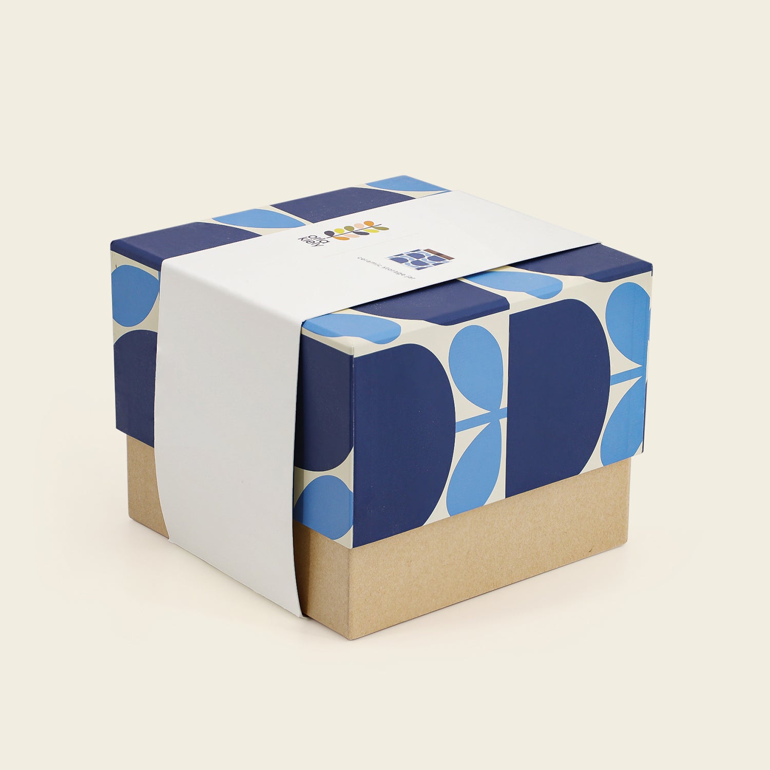 Orla Kiely Ceramic Storage Jar - Block Flower Navy 4 Shaws Department Stores