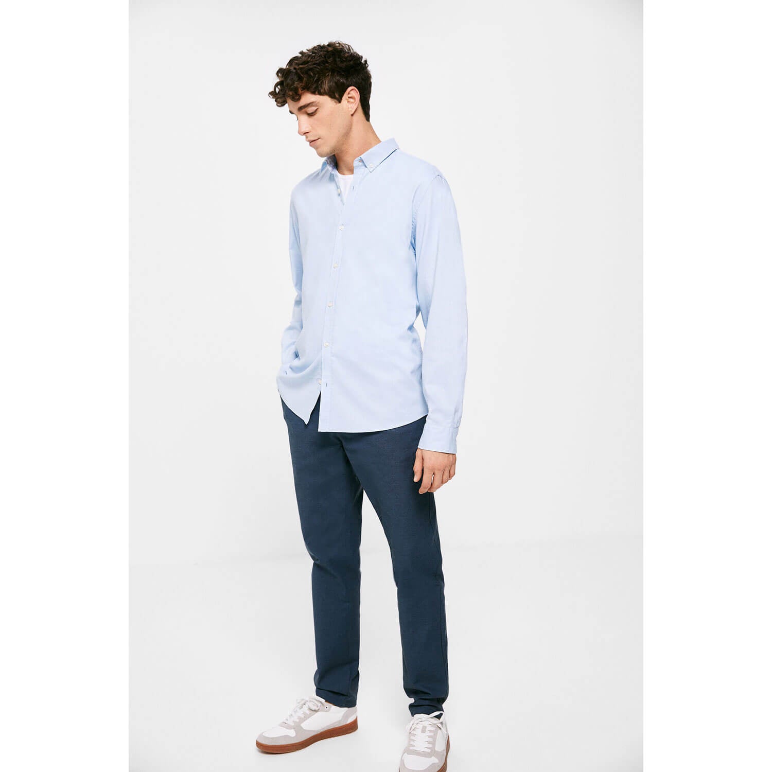 Springfield Long-sleeve Plain Shirt - Blue 2 Shaws Department Stores