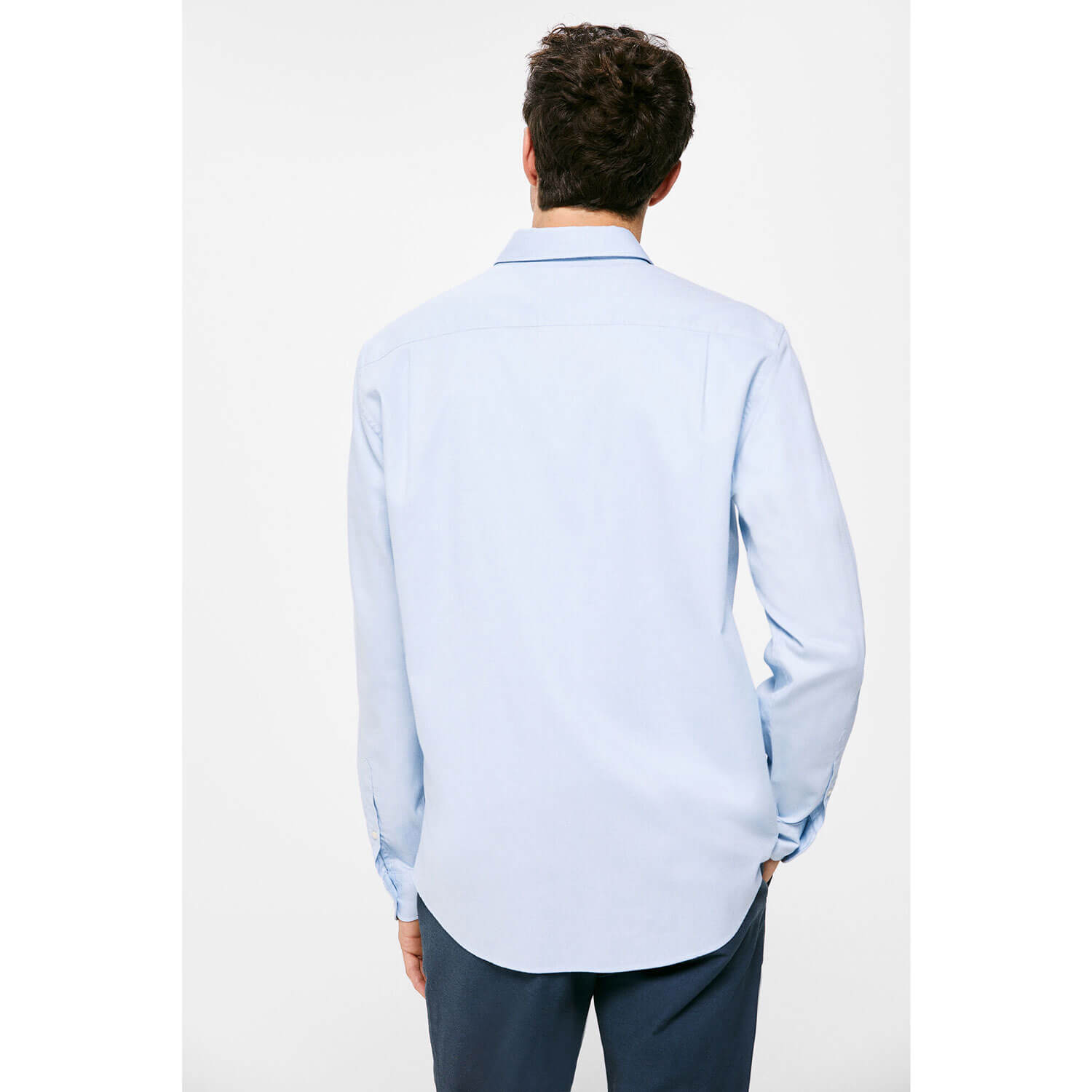 Springfield Long-sleeve Plain Shirt - Blue 4 Shaws Department Stores