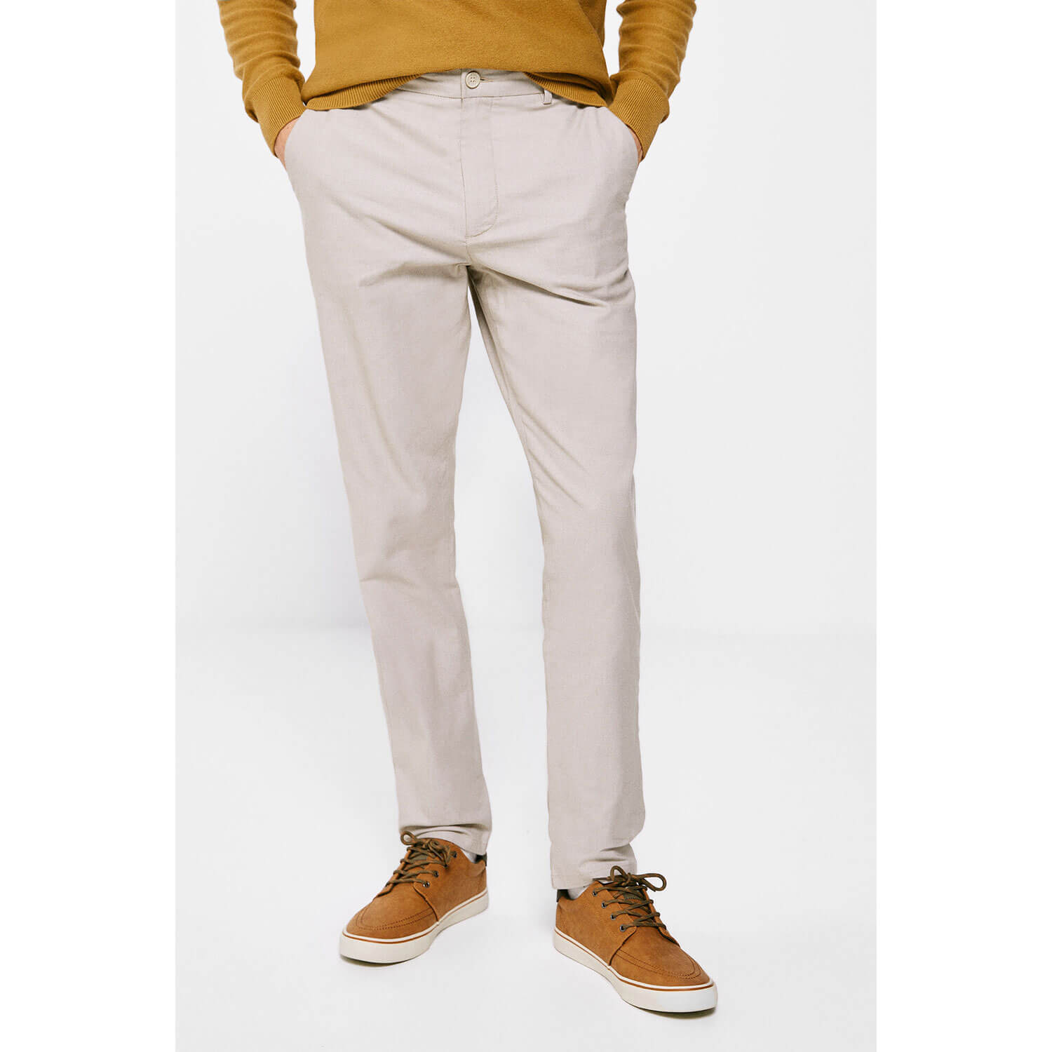 Springfield Patterned Chino - Beige 1 Shaws Department Stores