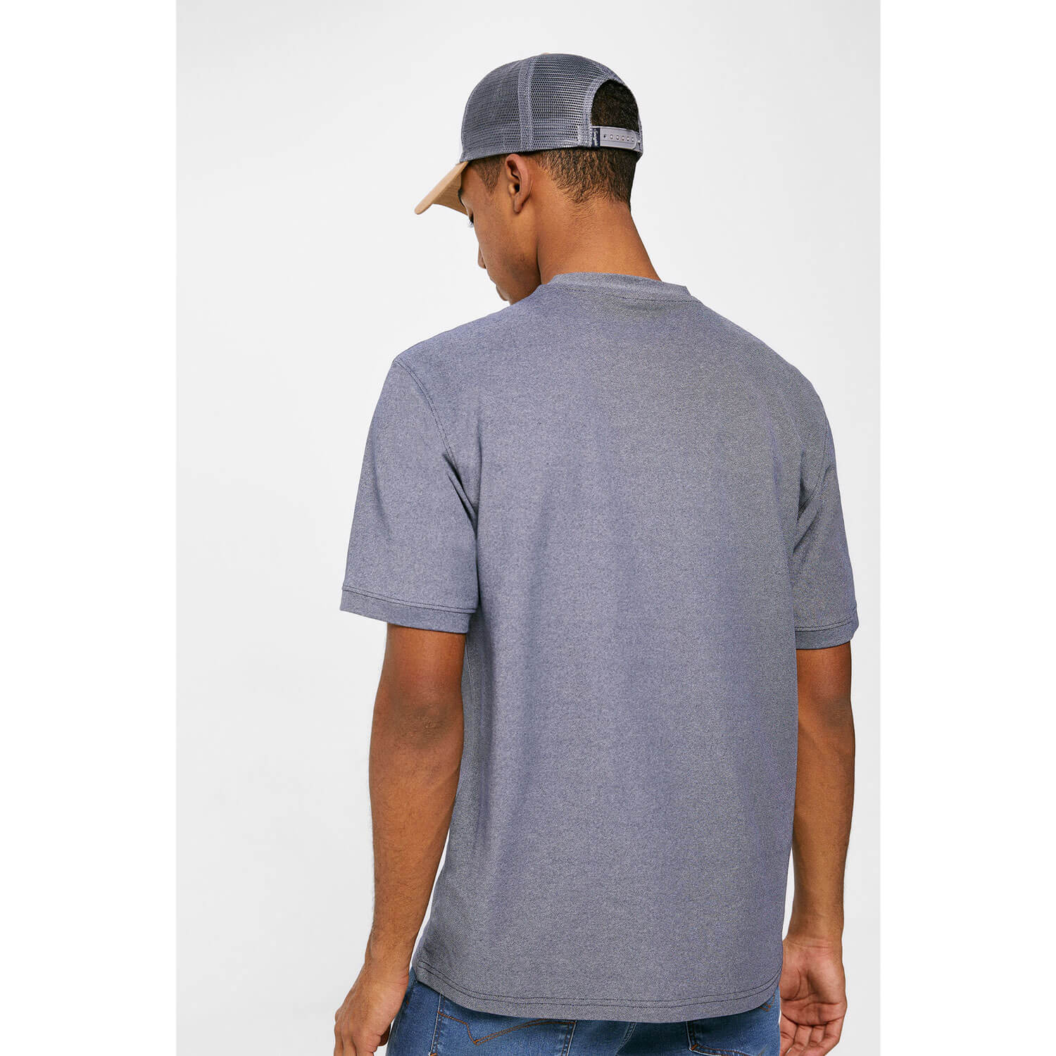 Springfield Short-sleeve Plain T-Shirt - Blue 3 Shaws Department Stores