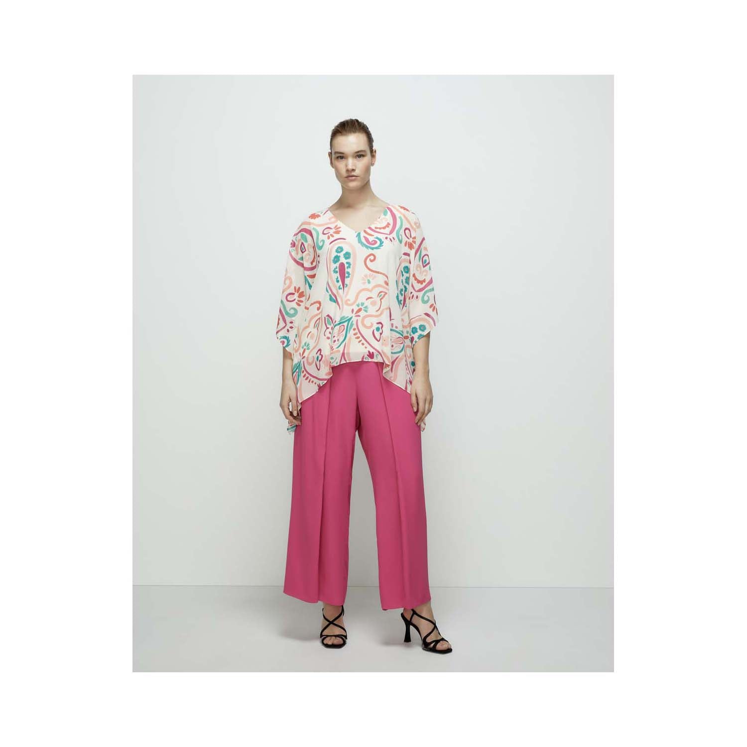 Couchel Plain-Coloured Loose-Fitting Wide-Leg Trousers - Fuchsia 1 Shaws Department Stores