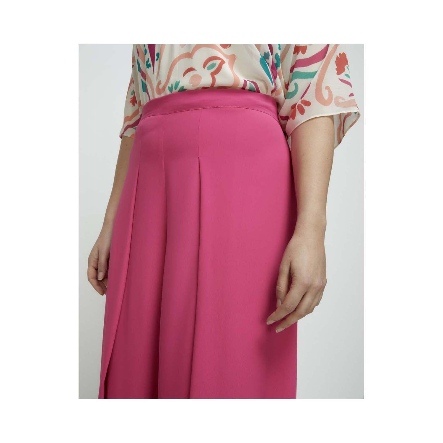 Couchel Plain-Coloured Loose-Fitting Wide-Leg Trousers - Fuchsia 2 Shaws Department Stores