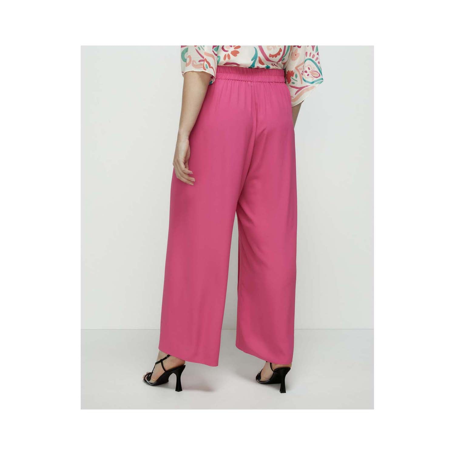 Couchel Plain-Coloured Loose-Fitting Wide-Leg Trousers - Fuchsia 3 Shaws Department Stores