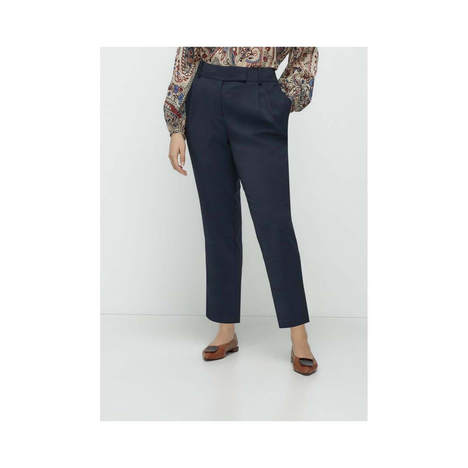 Couchel Pleated Formal Trousers - Blue 3 Shaws Department Stores