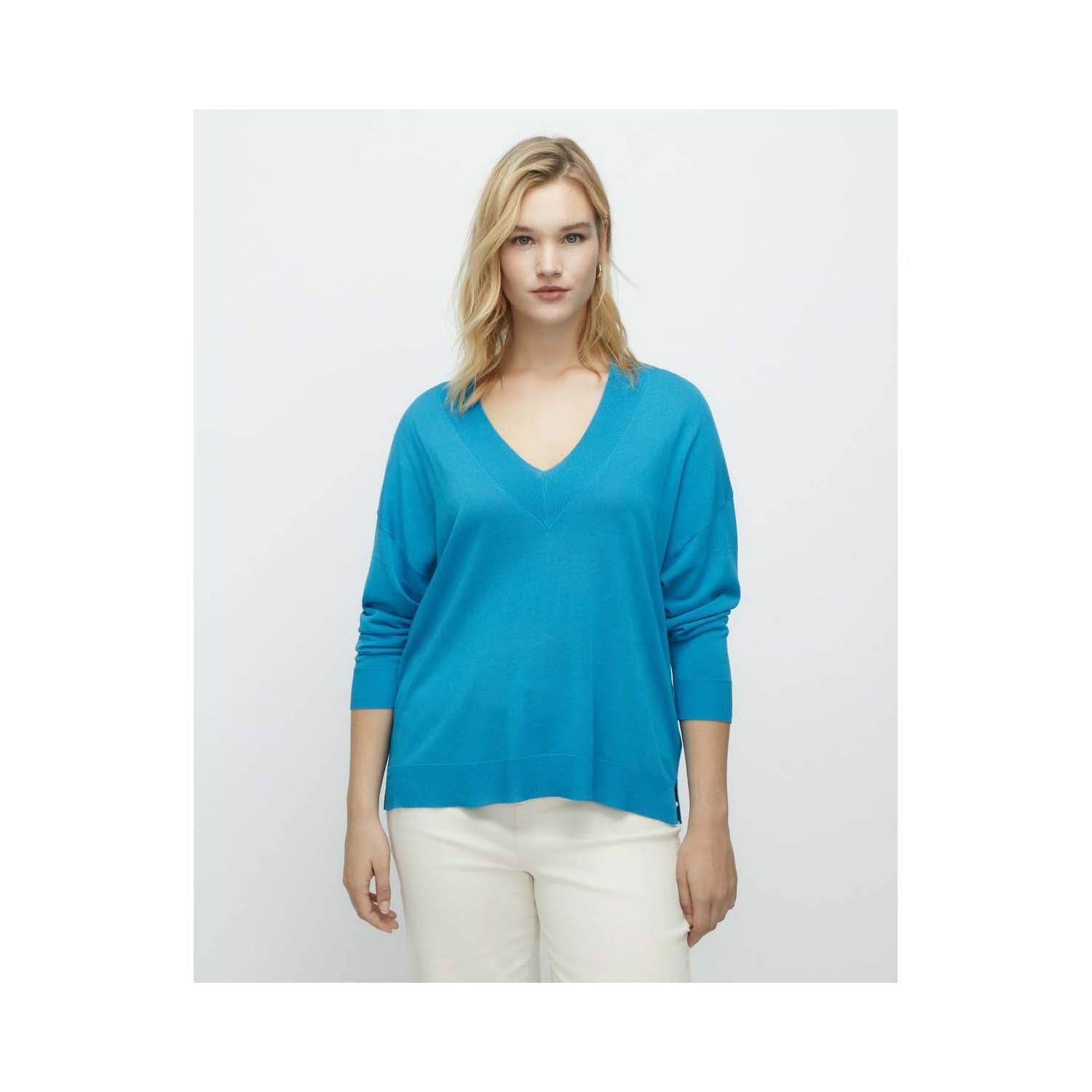 Couchel Long Sleeve V-Neck Sweater - Blue 1 Shaws Department Stores