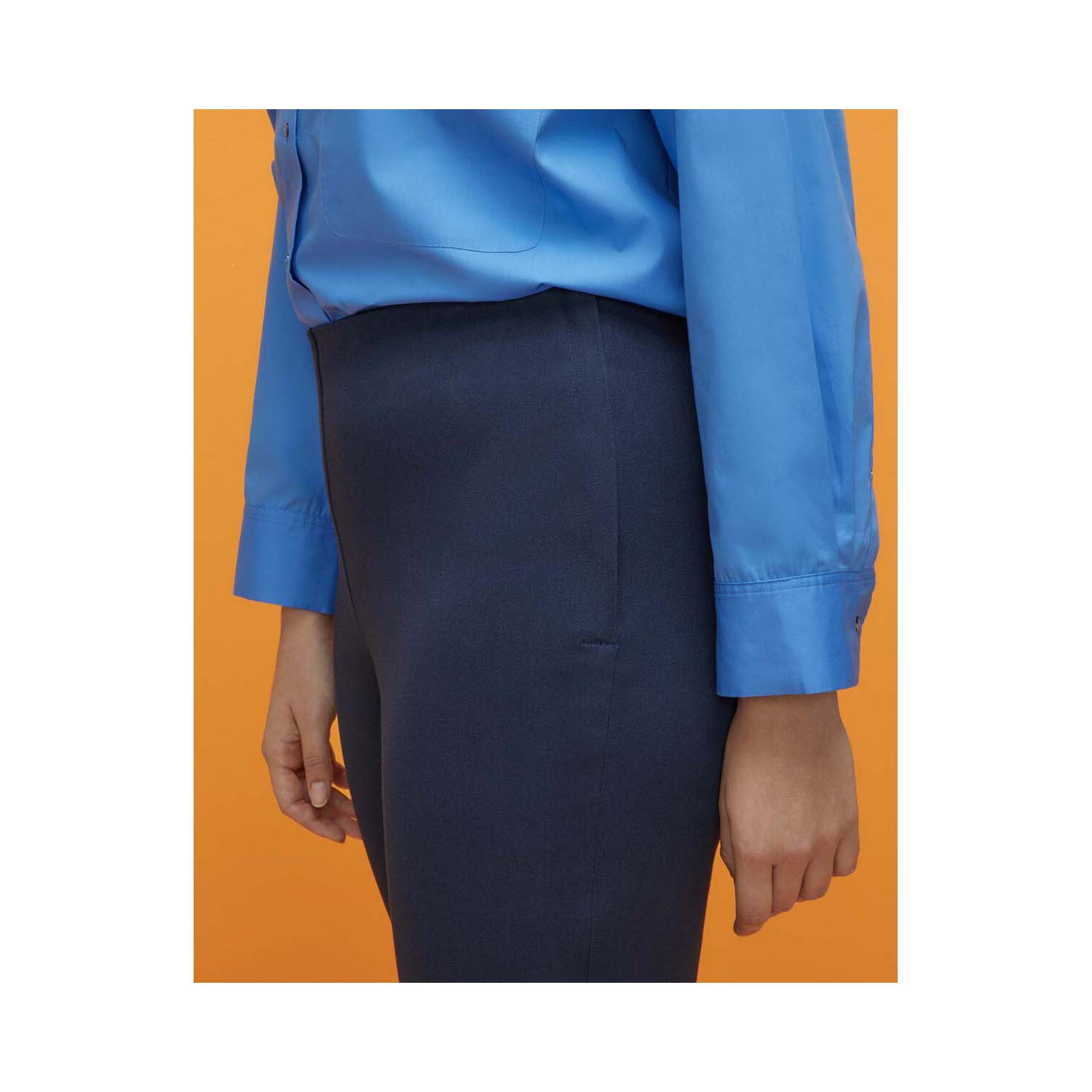Couchel Slim Fit Plain-Coloured Trousers With Elastic Waistband - Blue 2 Shaws Department Stores