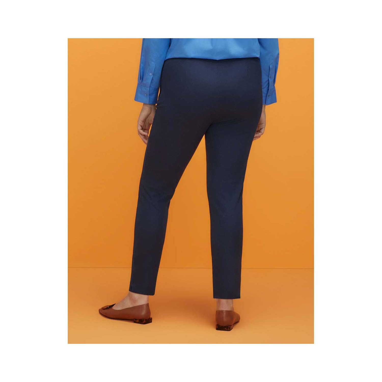 Couchel Slim Fit Plain-Coloured Trousers With Elastic Waistband - Blue 3 Shaws Department Stores