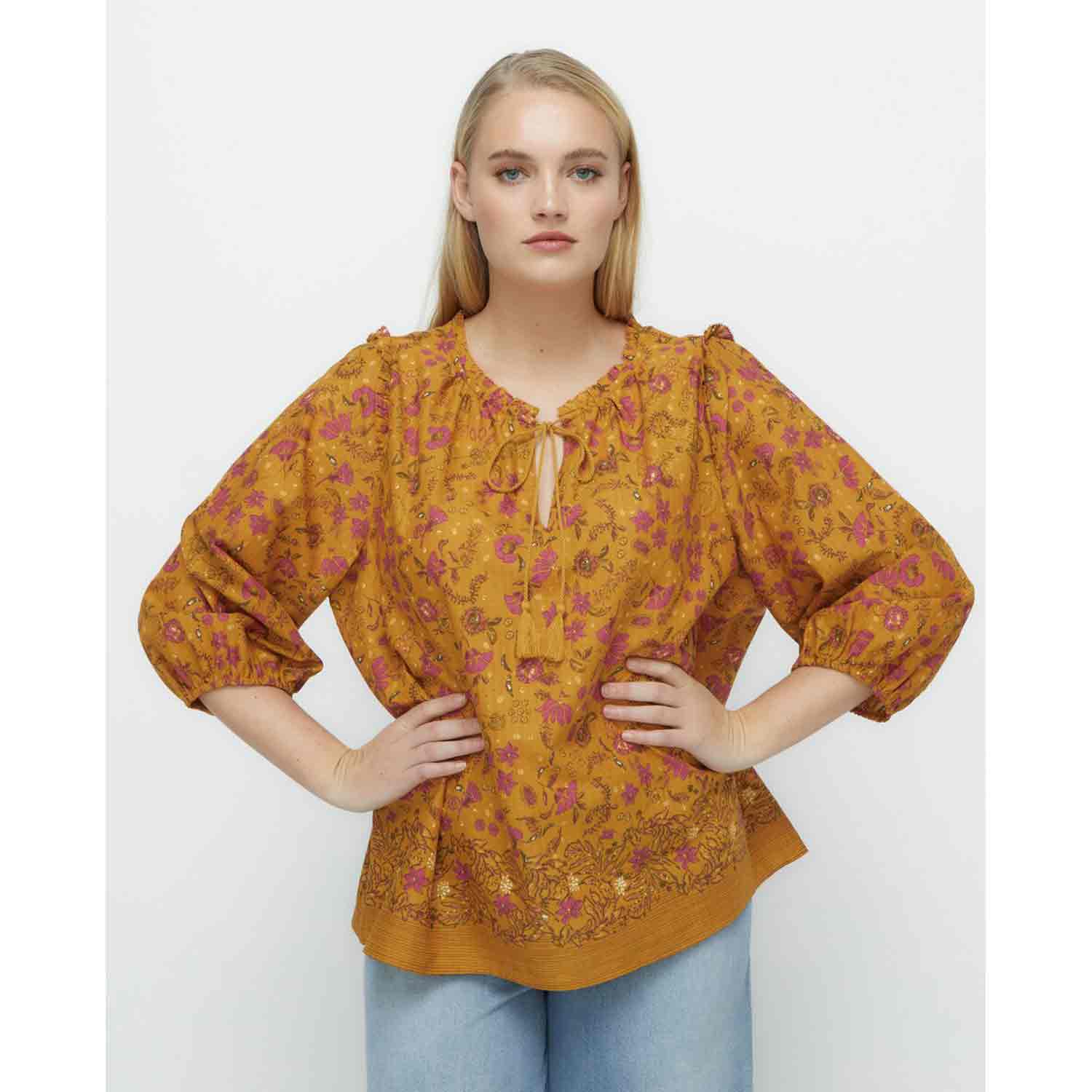 Couchel Blouse With French Sleeves And Tassels 1 Shaws Department Stores