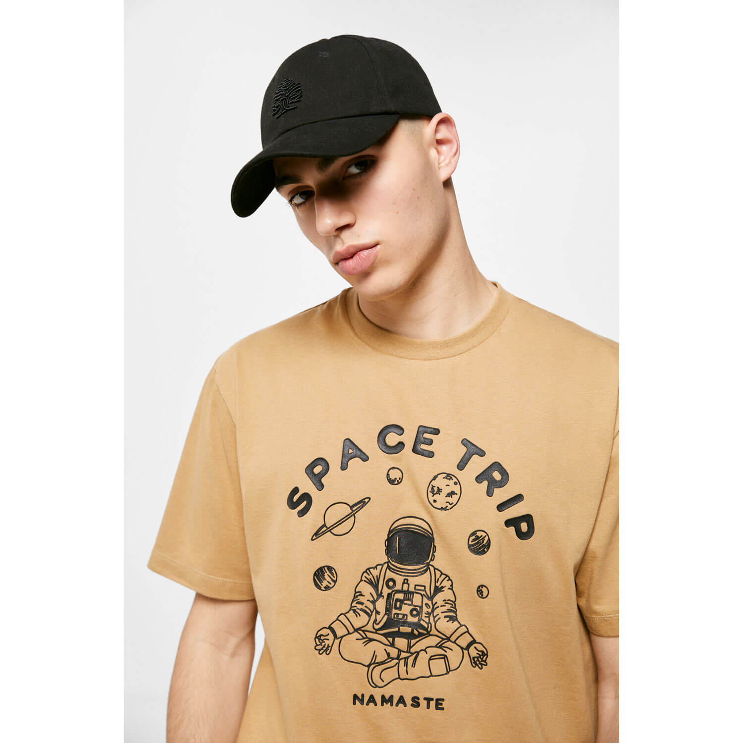 Springfield Short-sleeve Print T-shirt - Beige/Camel 1 Shaws Department Stores