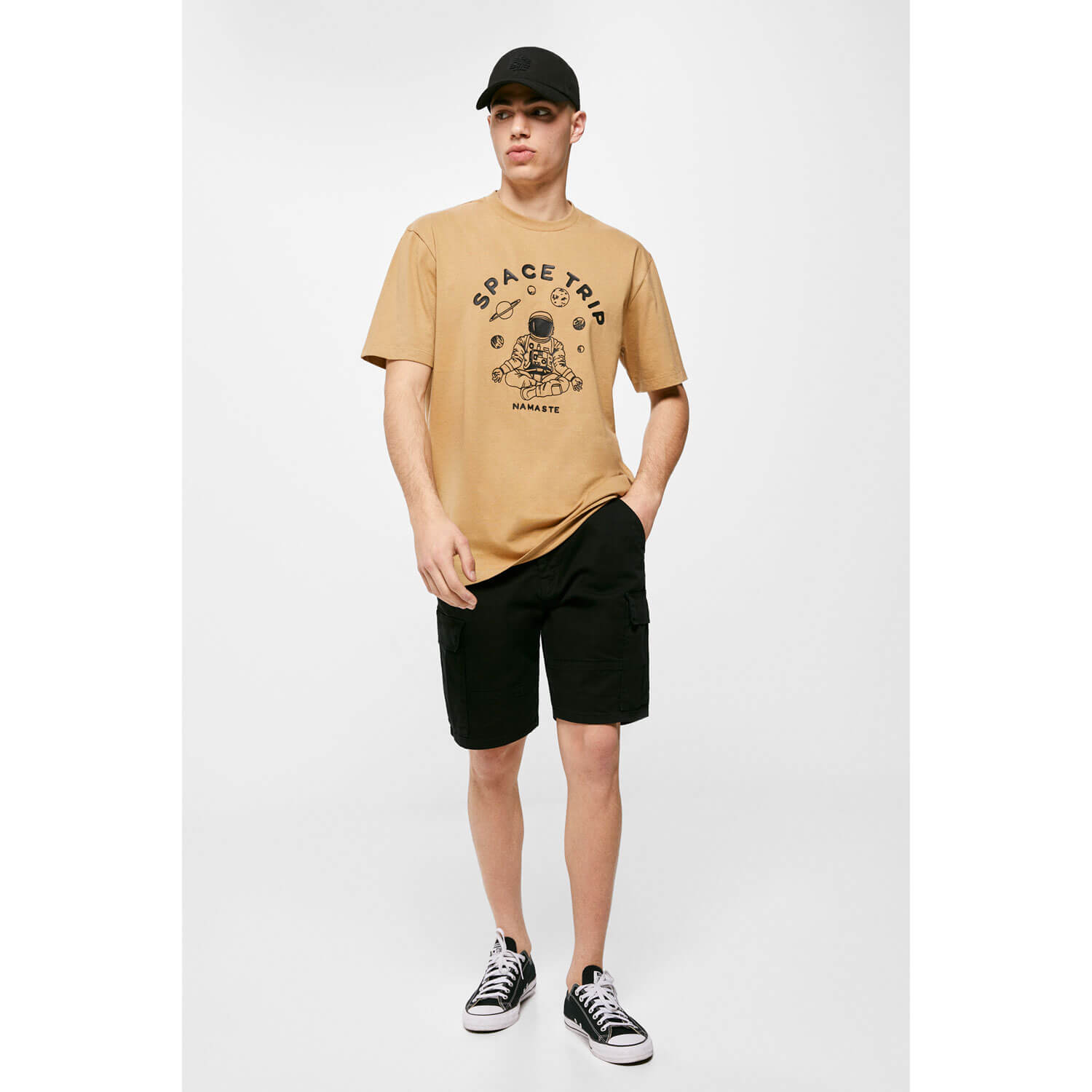 Springfield Short-sleeve Print T-shirt - Beige/Camel 4 Shaws Department Stores