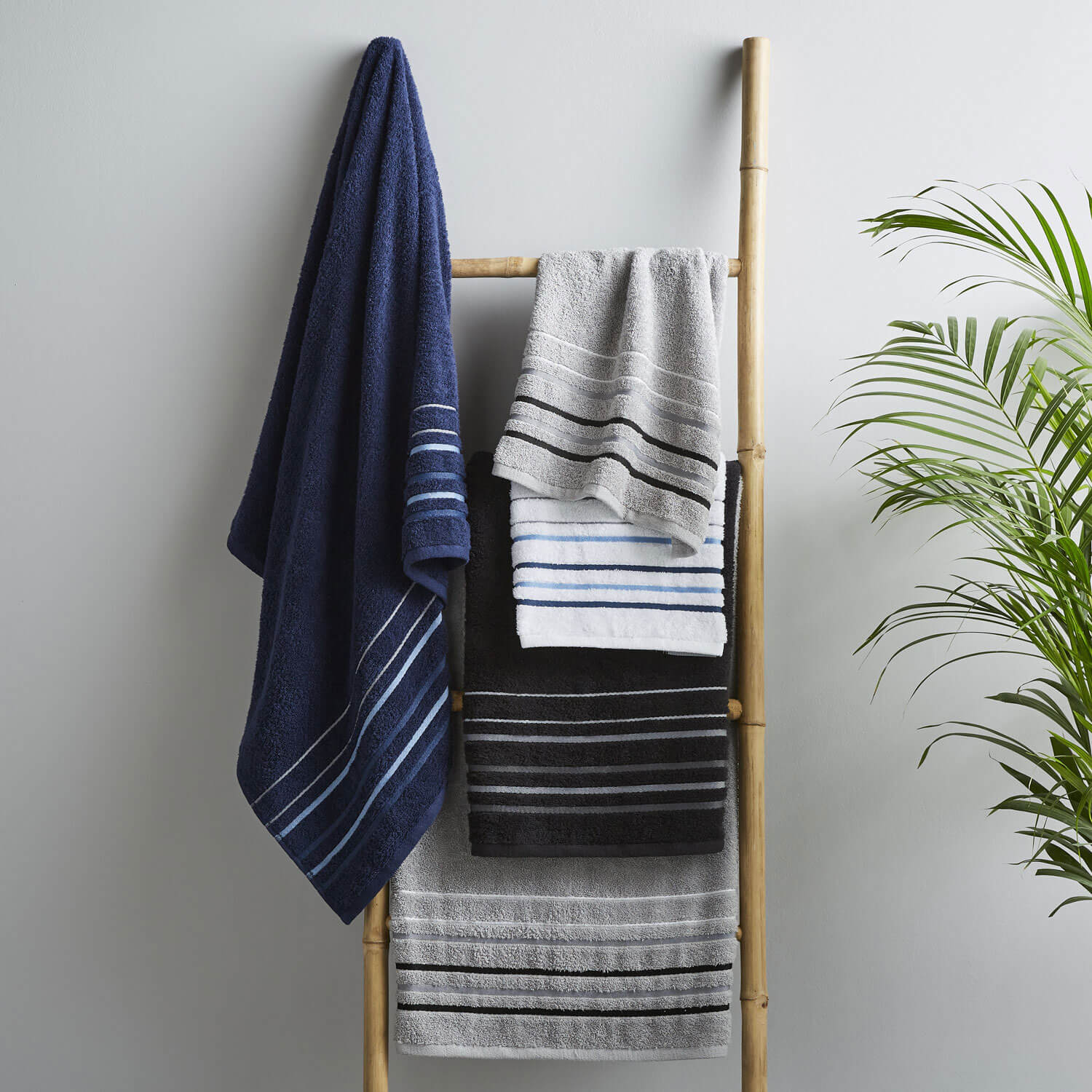 The Home Collection Java Stripe Bath Sheet - Navy 4 Shaws Department Stores