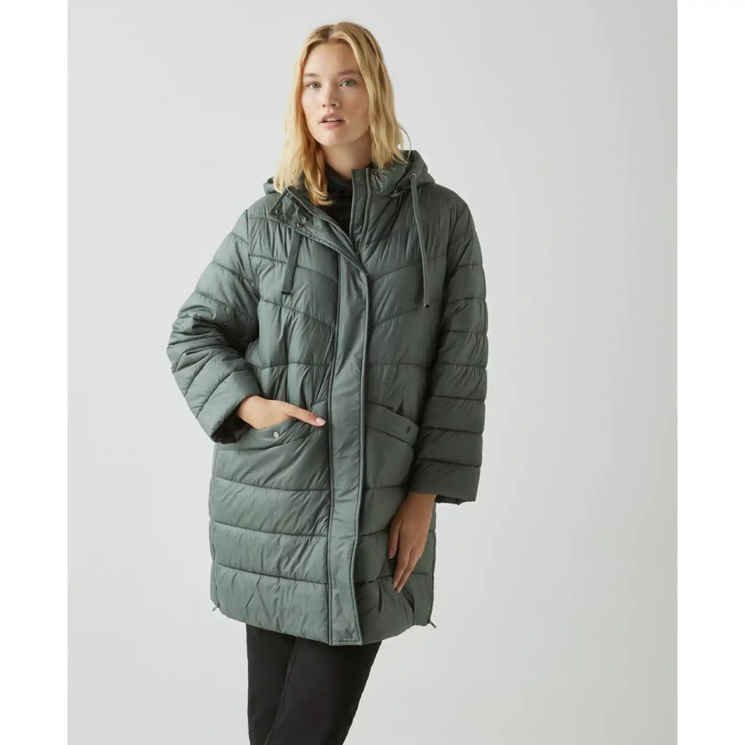 Couchel Long Detach Hood Coat - Dark Green 1 Shaws Department Stores