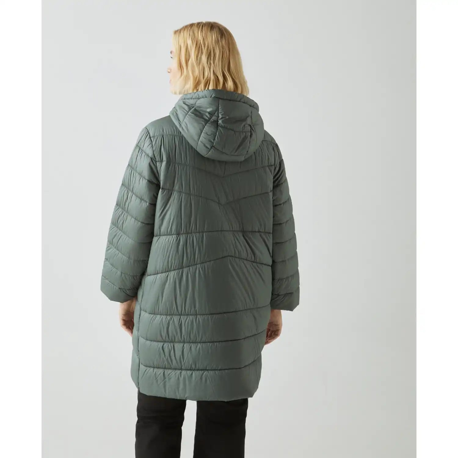 Couchel Long Detach Hood Coat - Dark Green 2 Shaws Department Stores