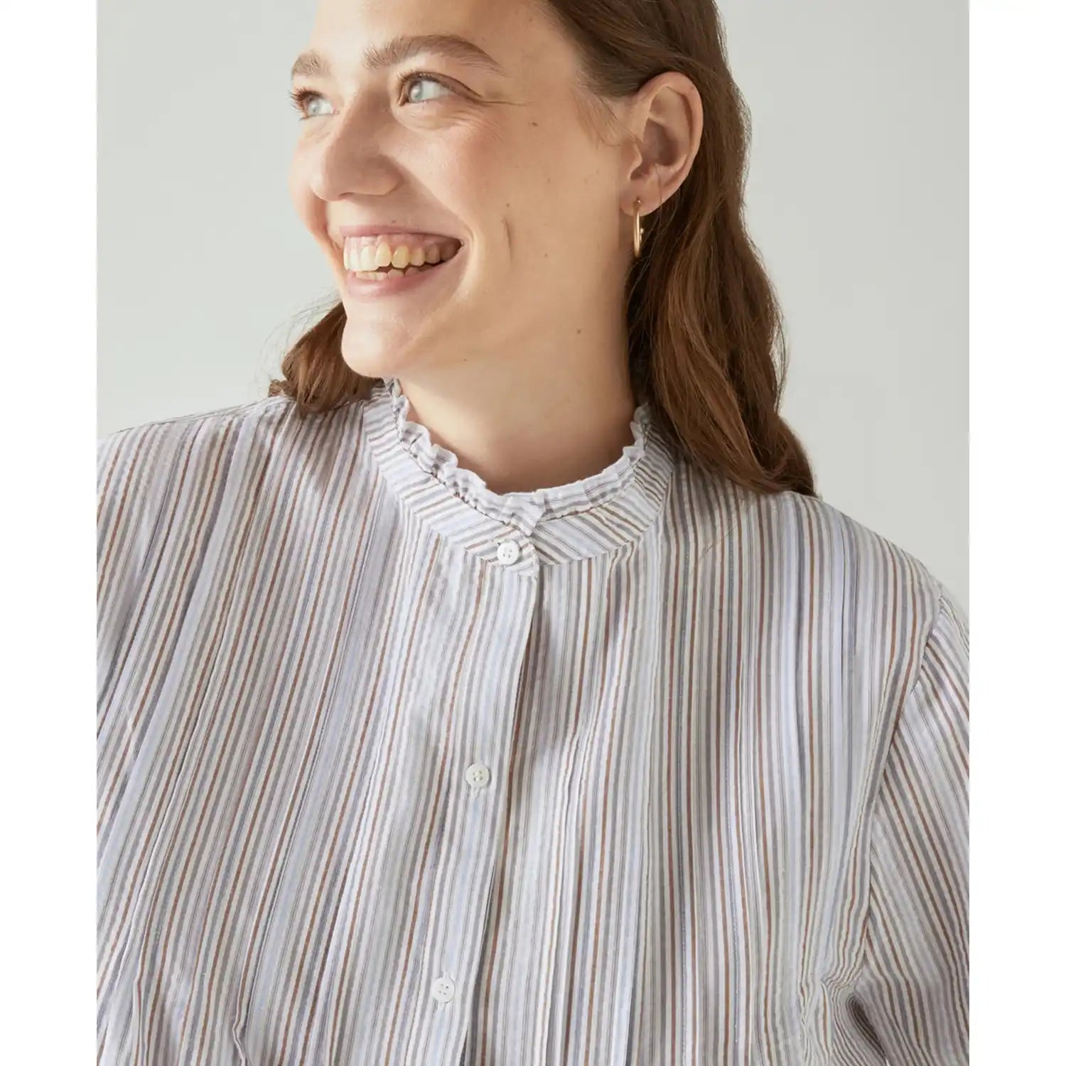 Couchel Striped Blouse With Ruffle Neck 3 Shaws Department Stores
