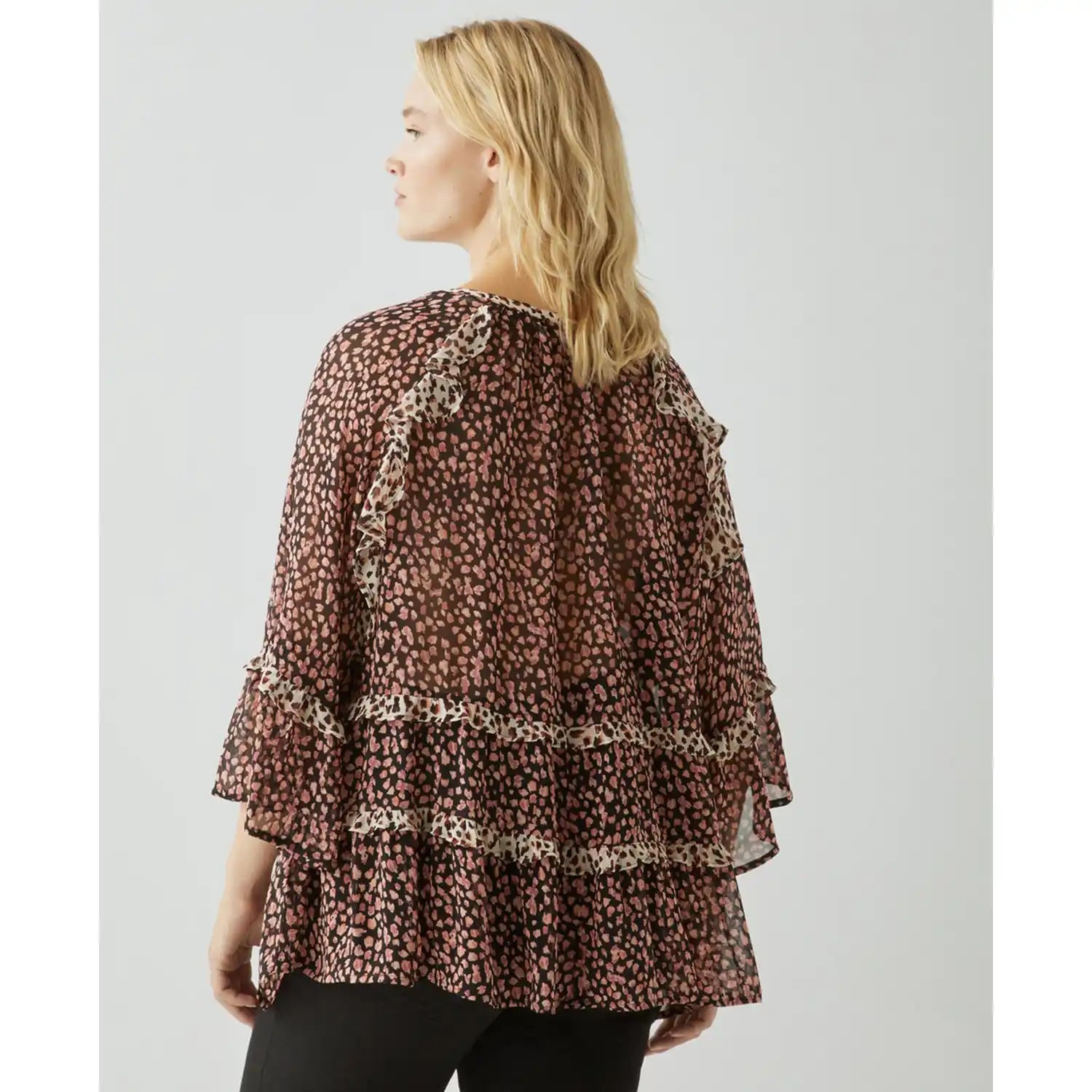 Couchel Ruffled Print Blouse - Multi 3 Shaws Department Stores