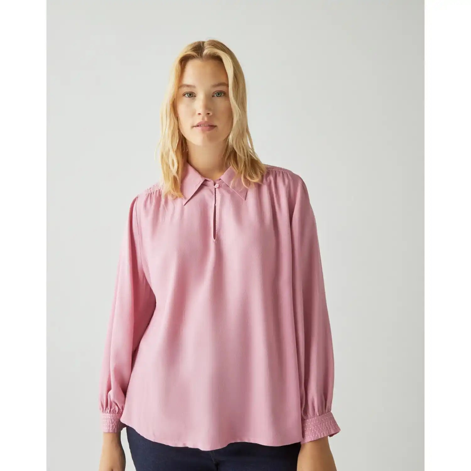 Couchel Plain Dobby Blouse - Pink 3 Shaws Department Stores