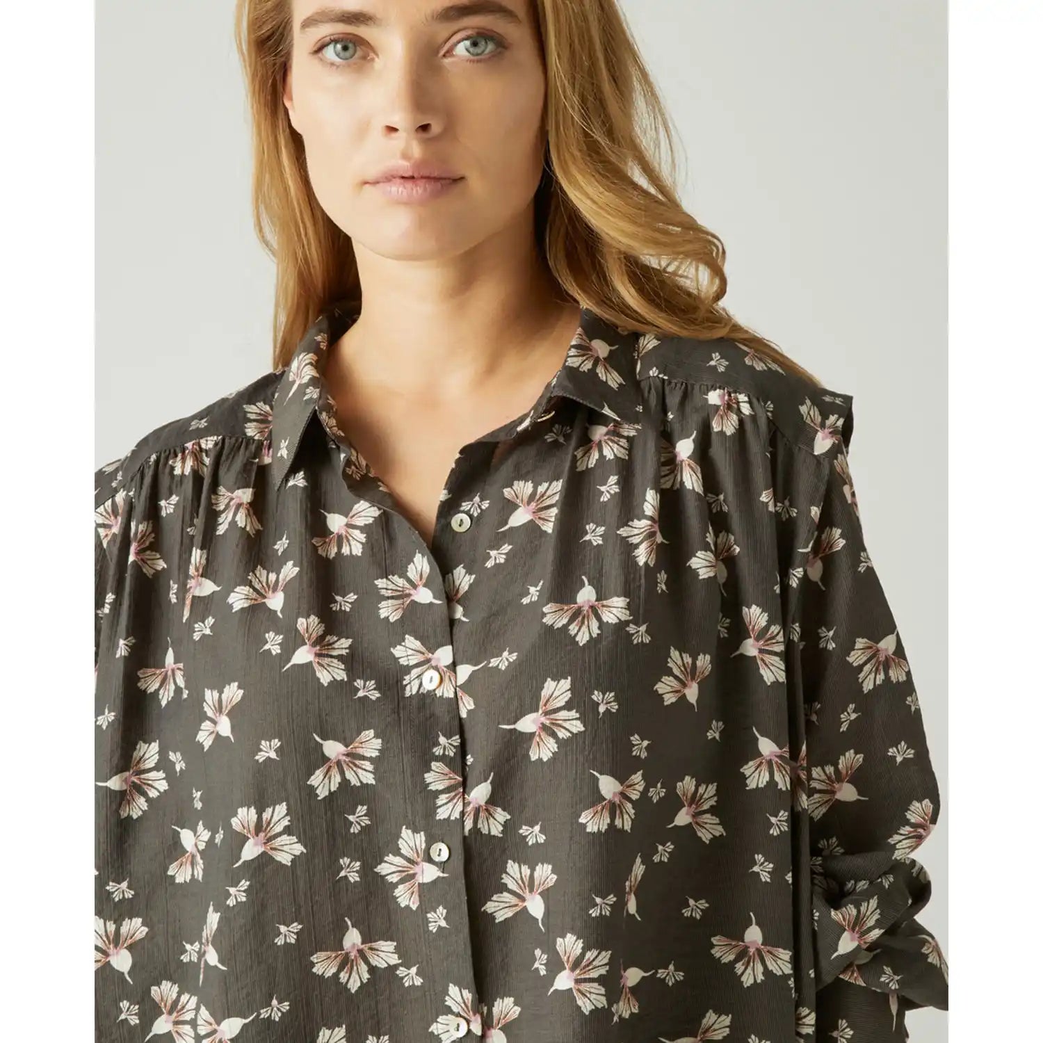 Couchel Flowers Print Shirt - Multi Grey 2 Shaws Department Stores