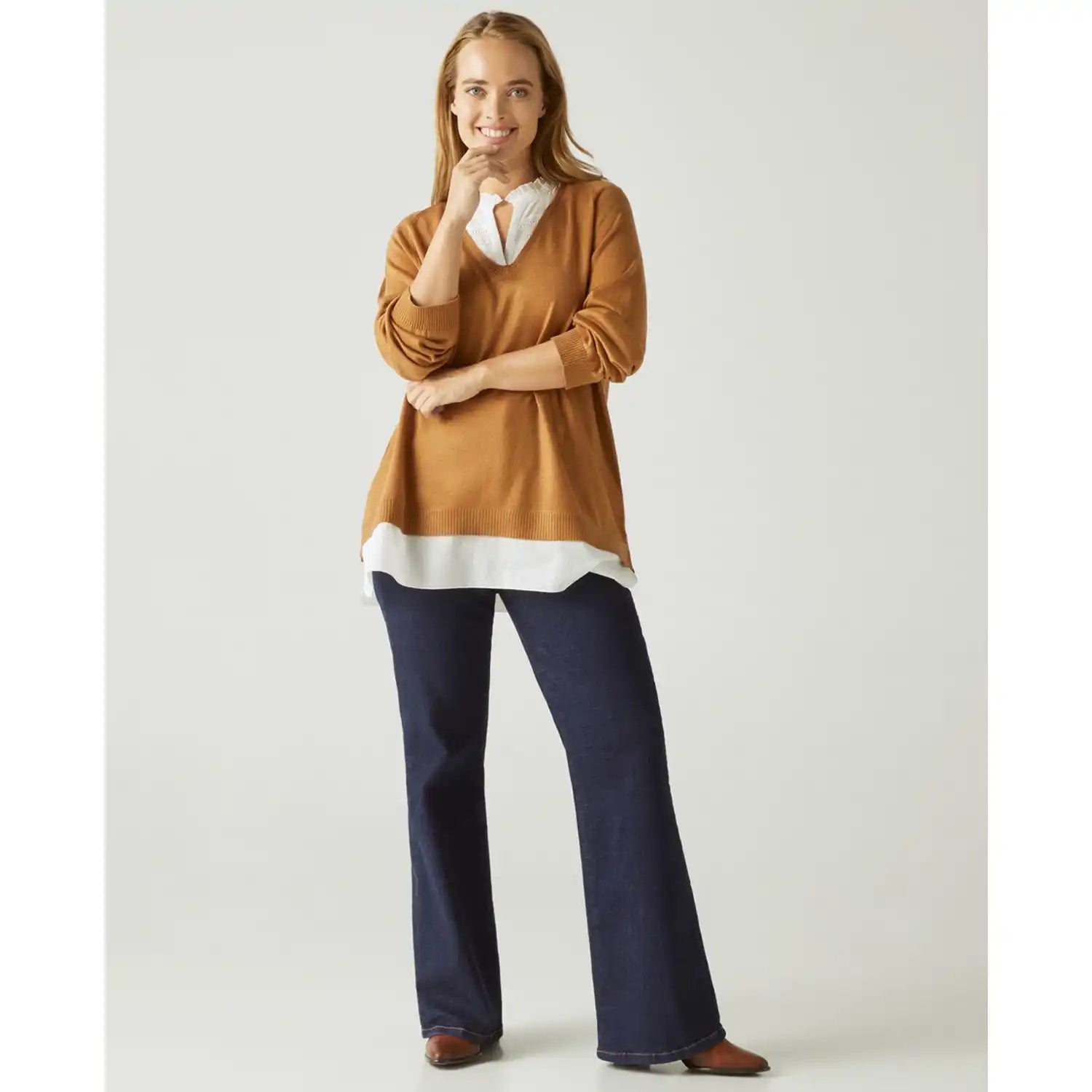 Couchel Sweater with Embroidery - Toffee 3 Shaws Department Stores