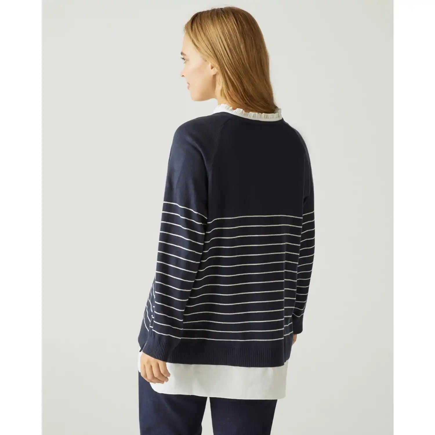 Couchel Sweater With Embroidery - Navy 2 Shaws Department Stores