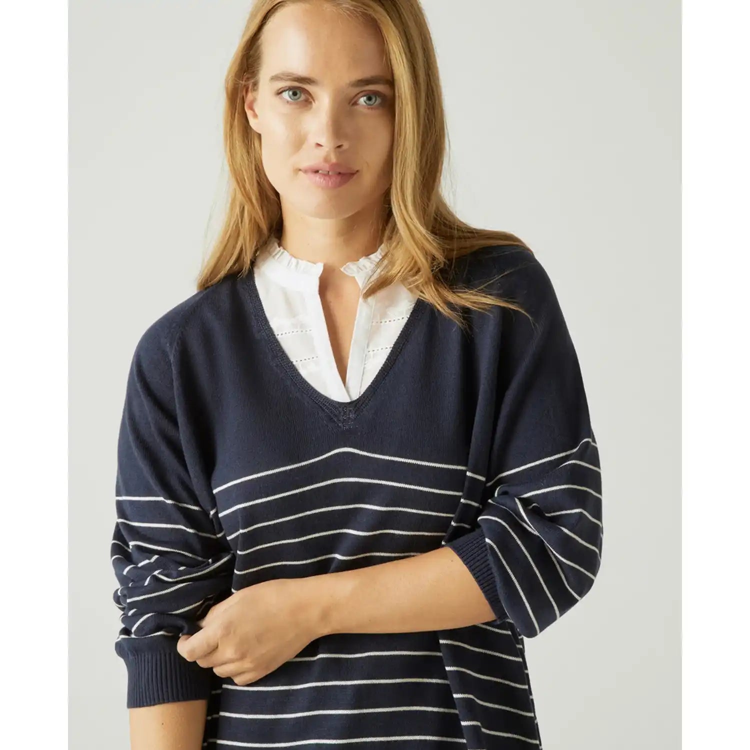 Couchel Sweater With Embroidery - Navy 3 Shaws Department Stores