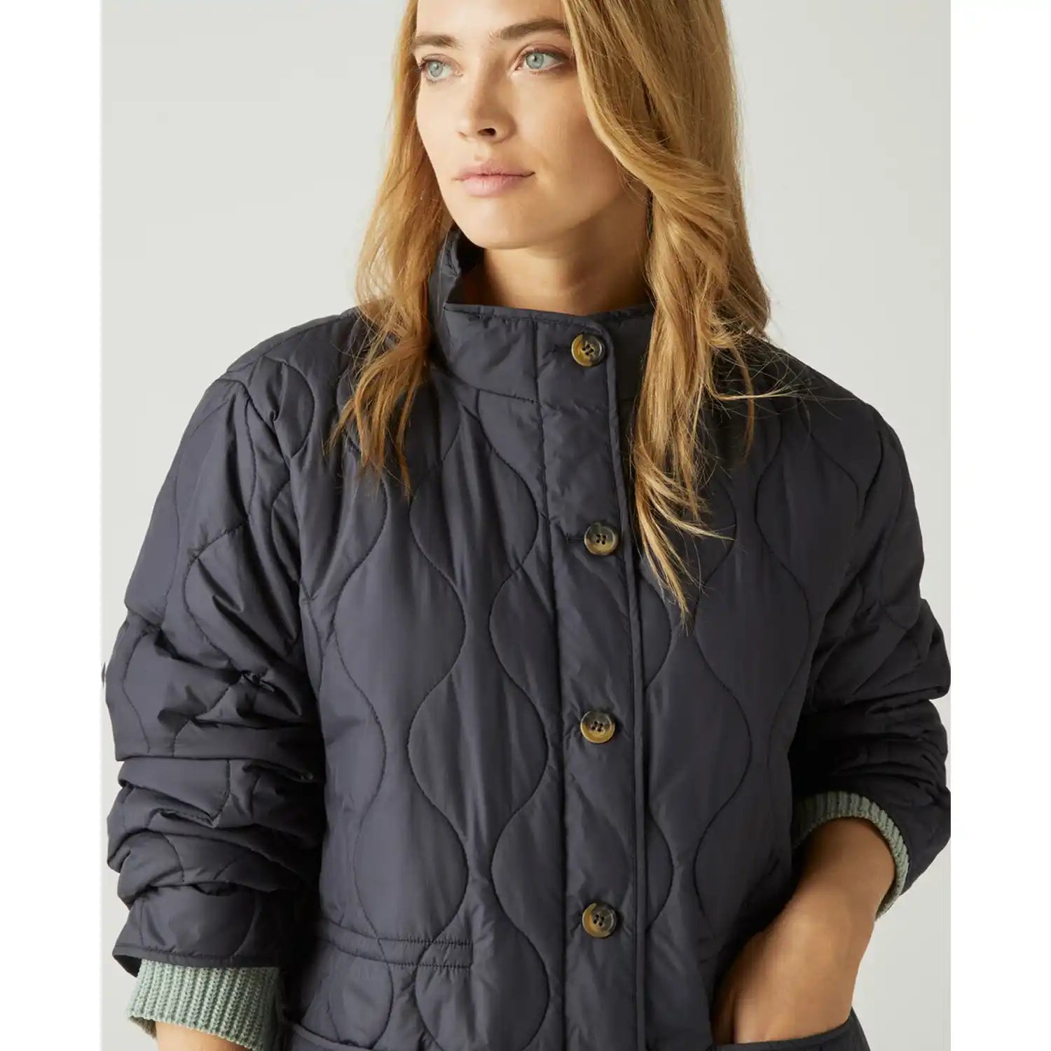 Couchel Short Tunnel Padded Coat - Navy 3 Shaws Department Stores
