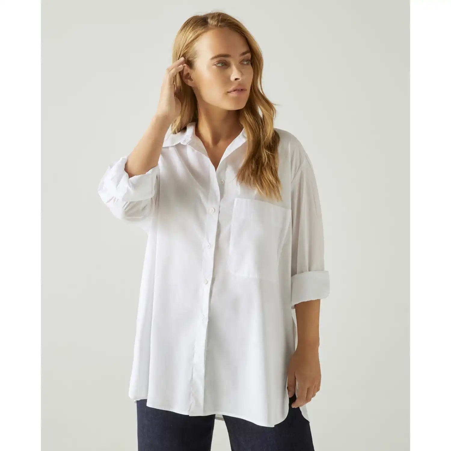 Couchel Cotton Shirt Blouse - White 1 Shaws Department Stores