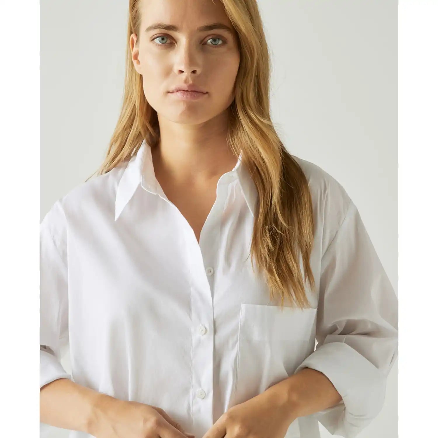Couchel Cotton Shirt Blouse - White 3 Shaws Department Stores