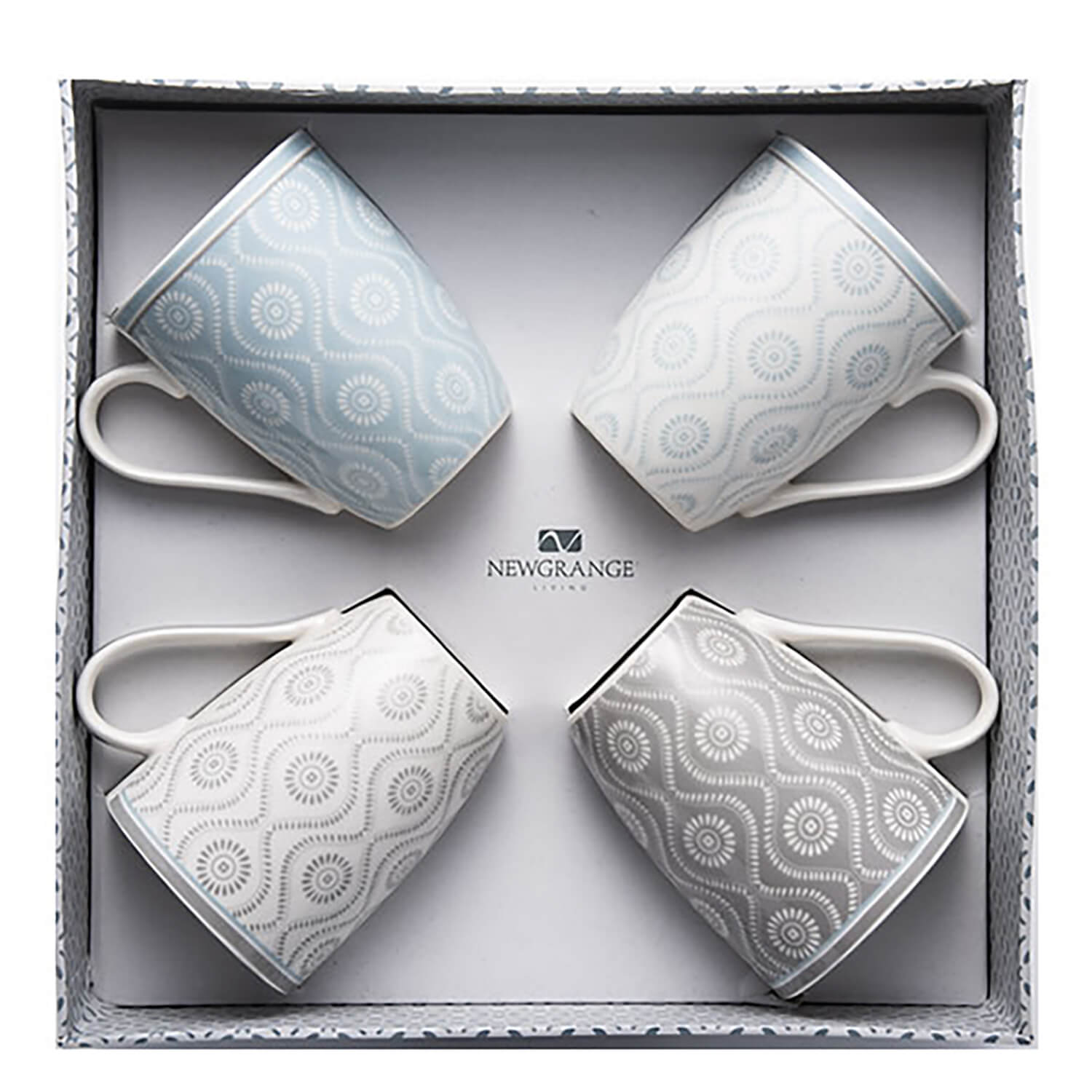 Newgrange Living Ella 4 Piece Bone China Mug Gift Set - Grey &amp; Blue 1 Shaws Department Stores