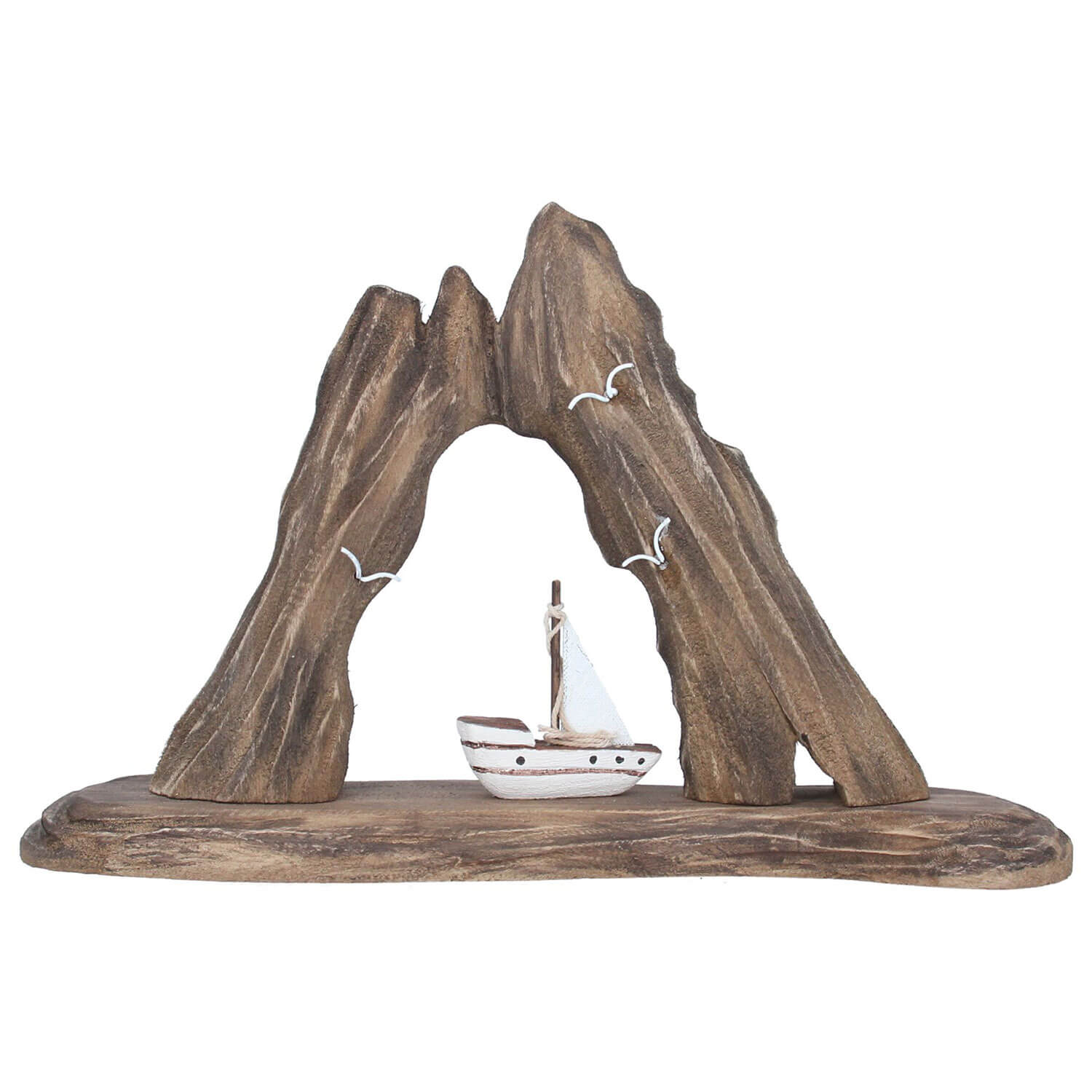 Gisella Graham Rustic Wood Sail Boat in Cove Ornament - Large 1 Shaws Department Stores