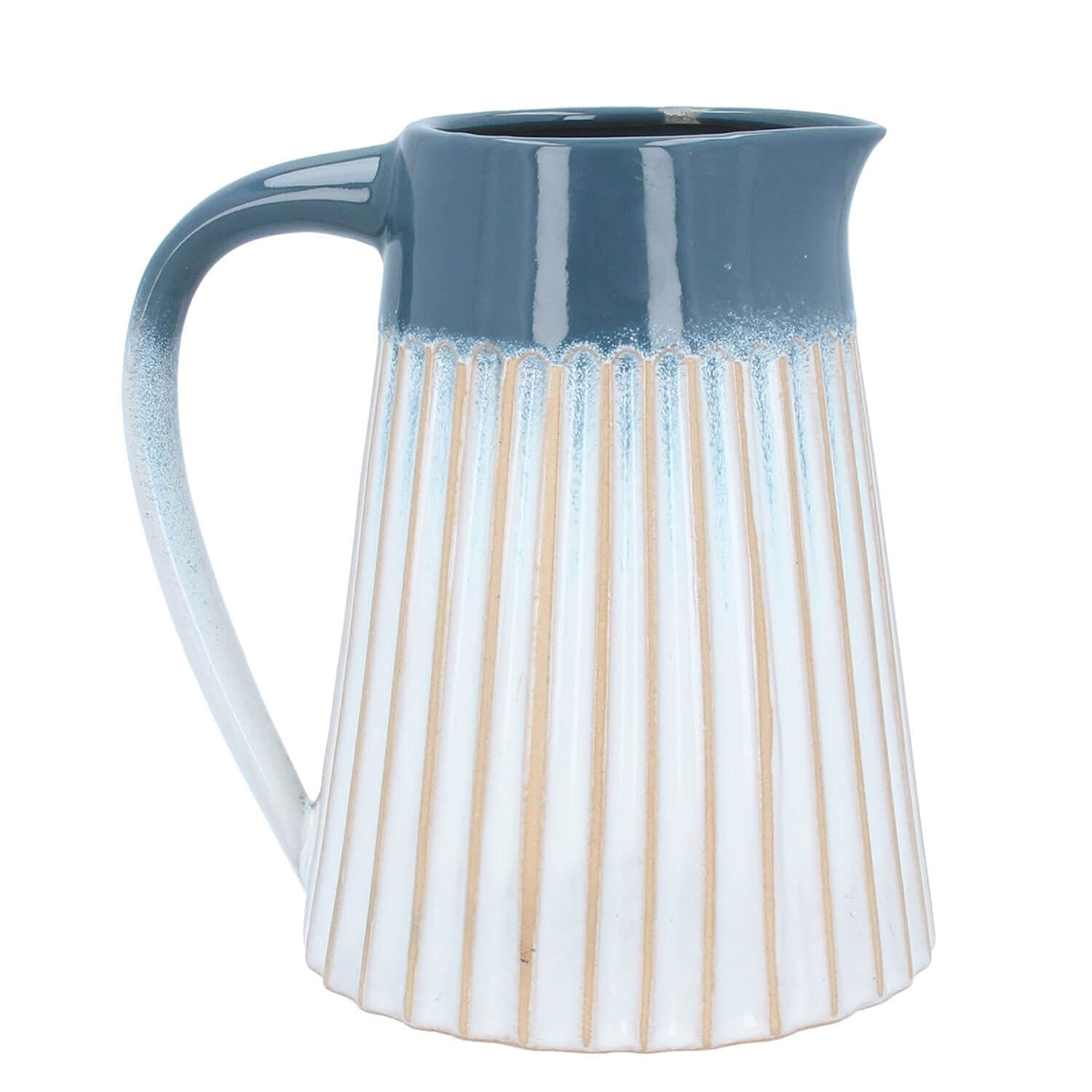 Gisella Graham Blue Ombre Ceramic Ribbed Jug - Small 1 Shaws Department Stores