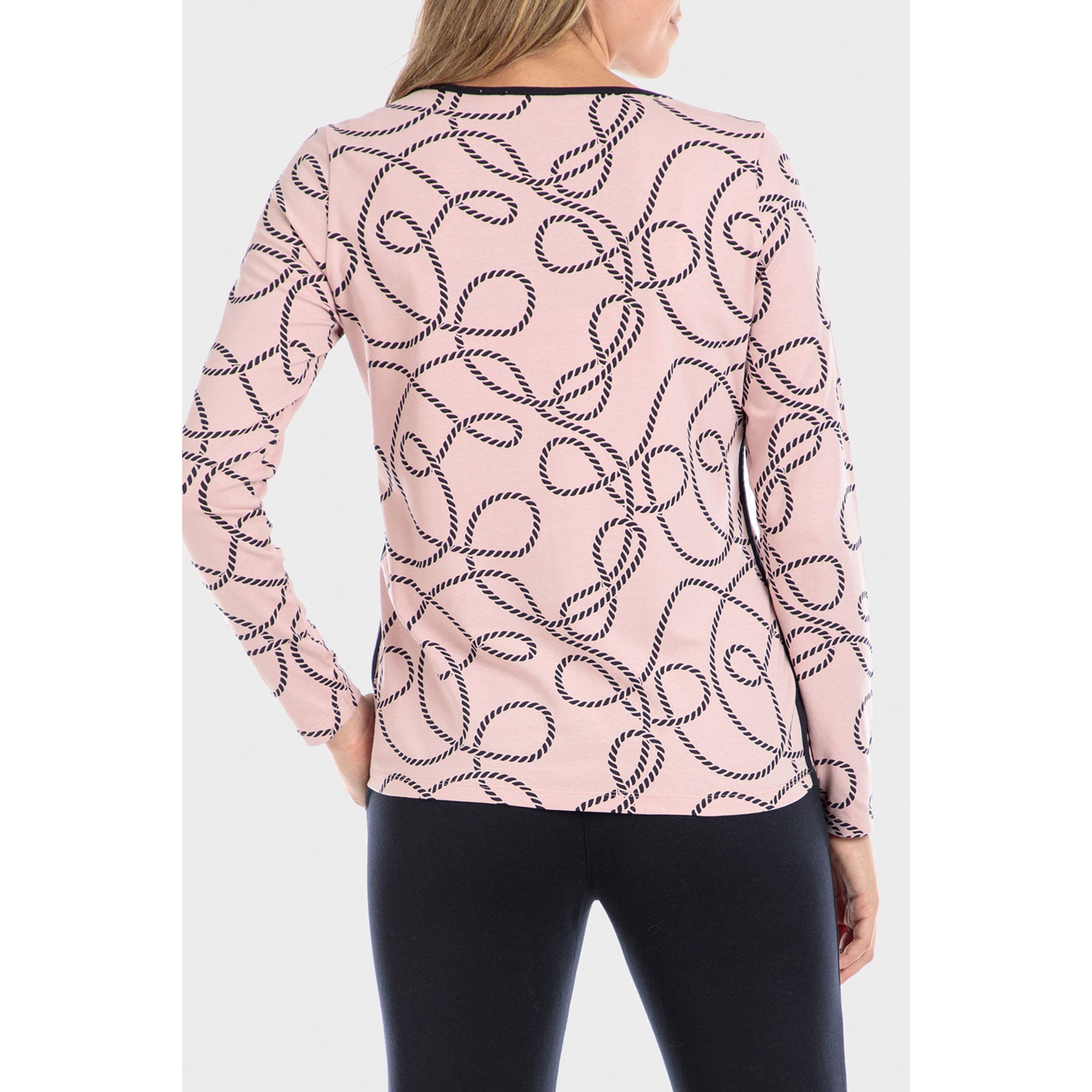 Punt Roma Knots Print Long Sleeved T-Shirt - Pink Nude 2 Shaws Department Stores
