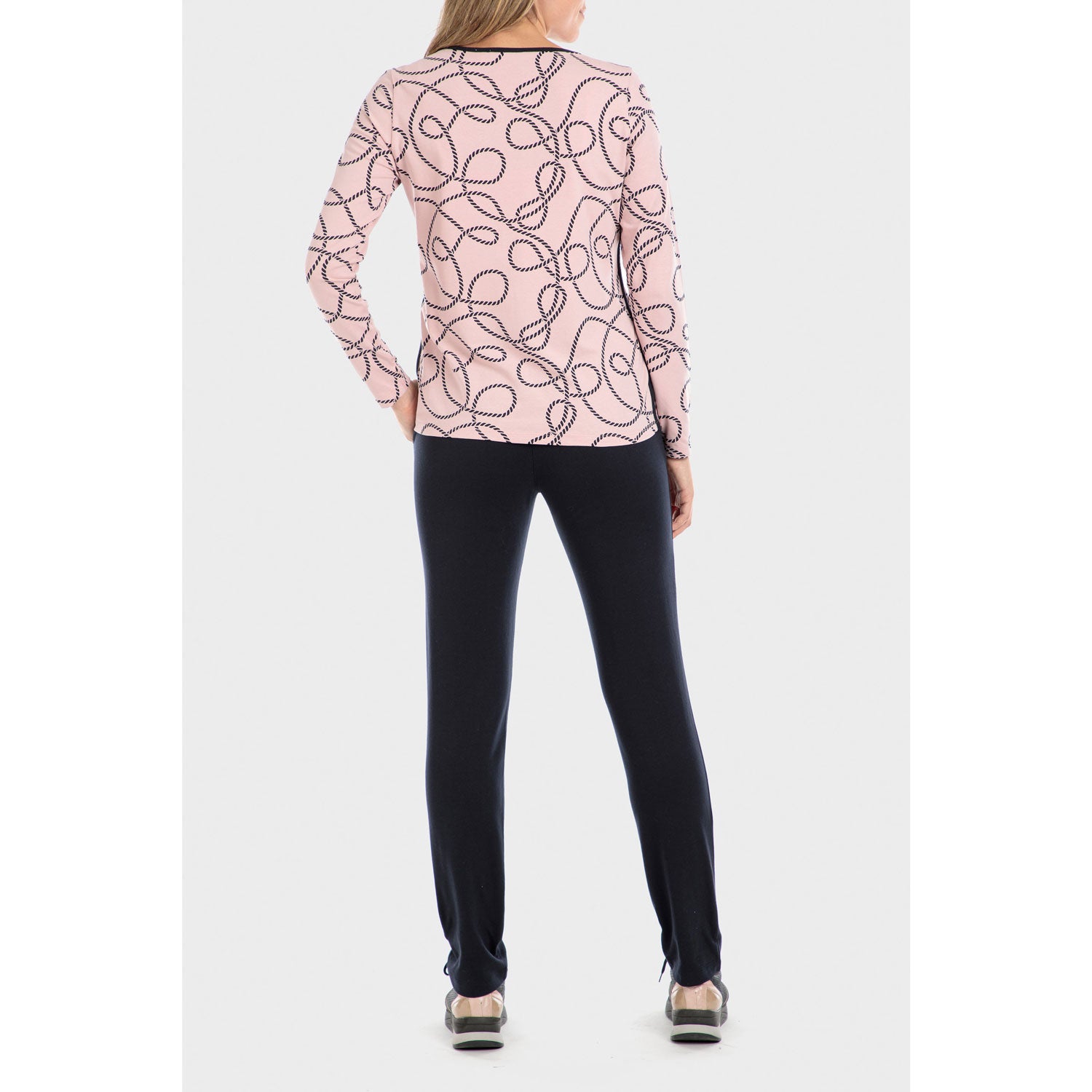 Punt Roma Knots Print Long Sleeved T-Shirt - Pink Nude 3 Shaws Department Stores