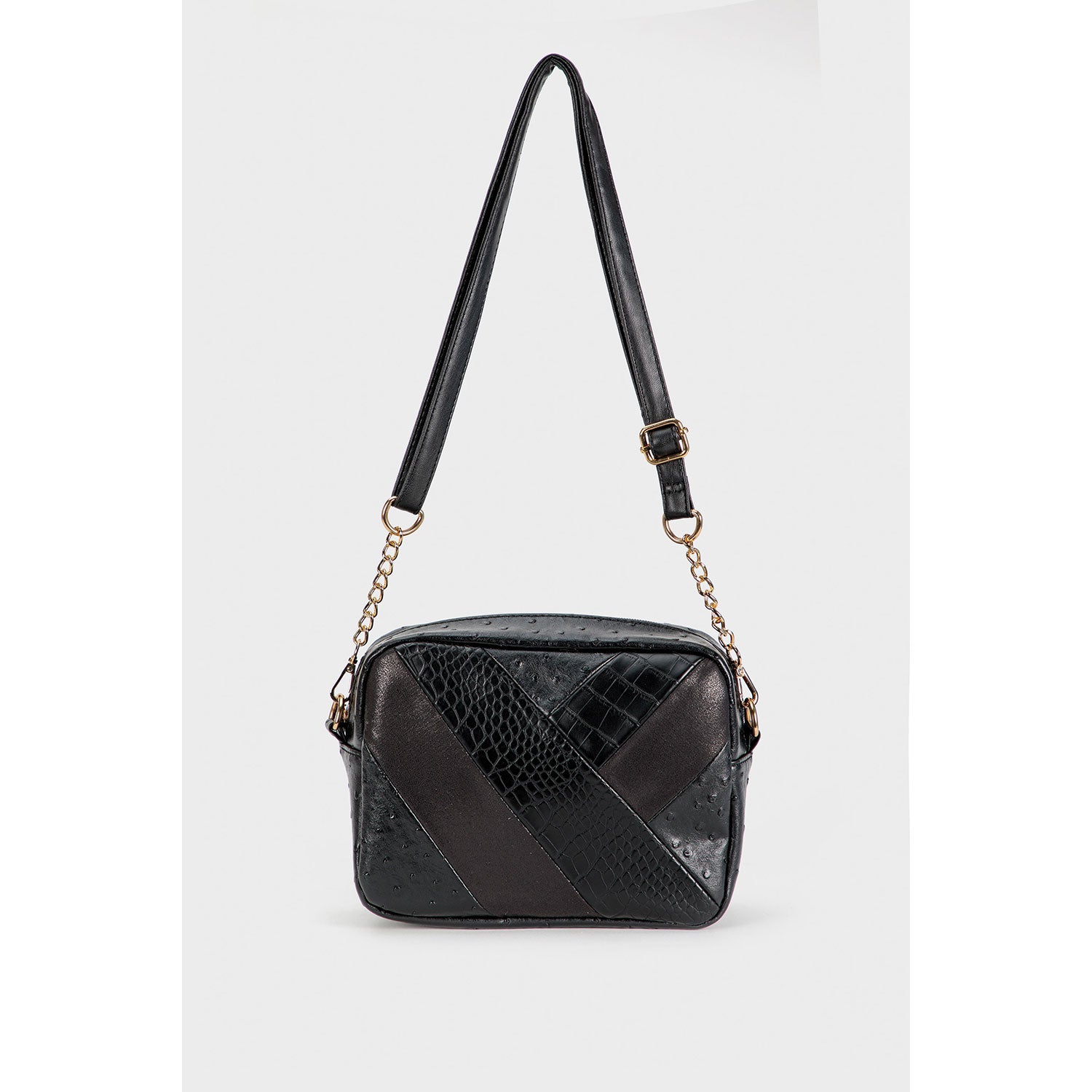 Punt Roma Patchwork Shoulder Bag - Black 1 Shaws Department Stores