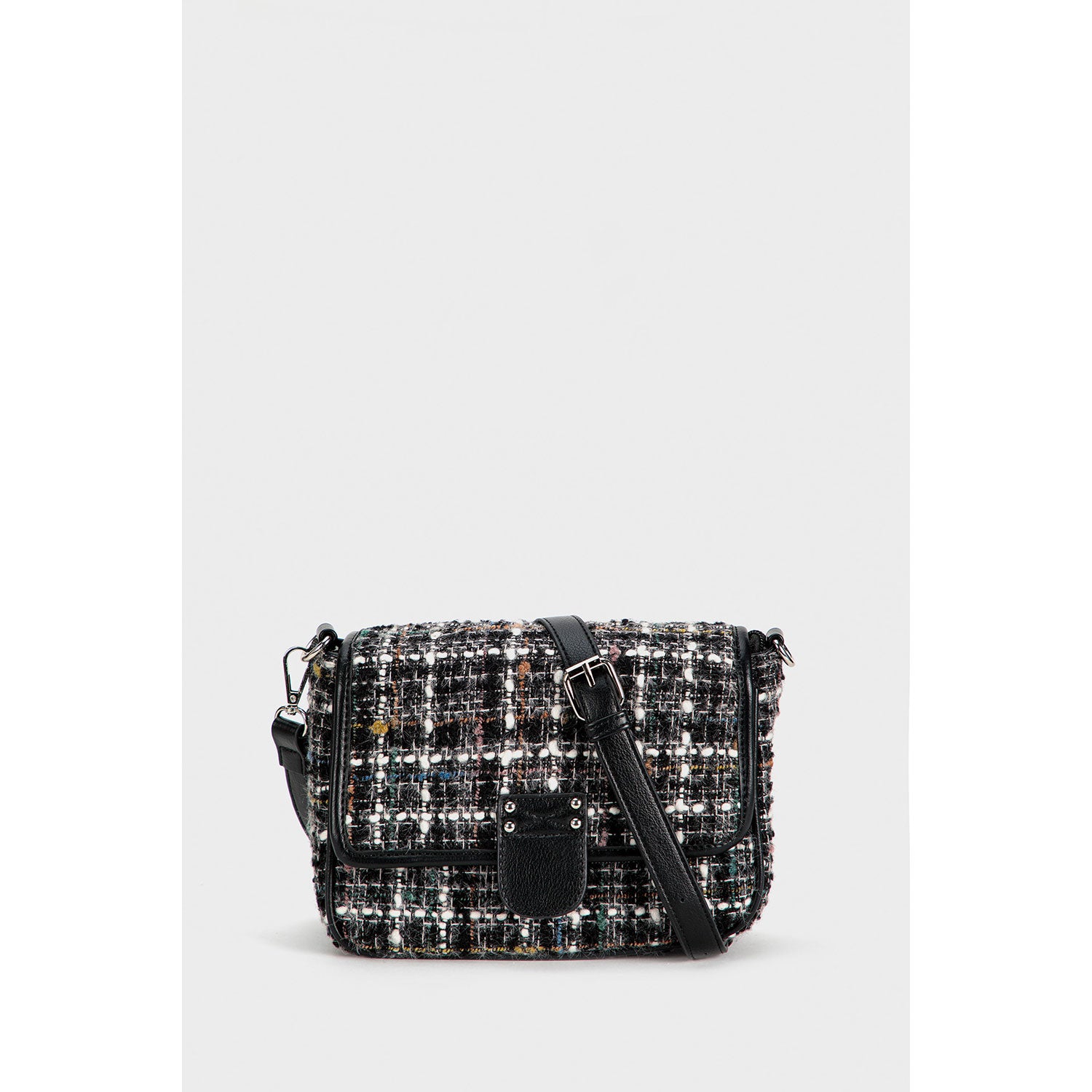 Punt Roma Shoulder Bag - Black Tweed 1 Shaws Department Stores