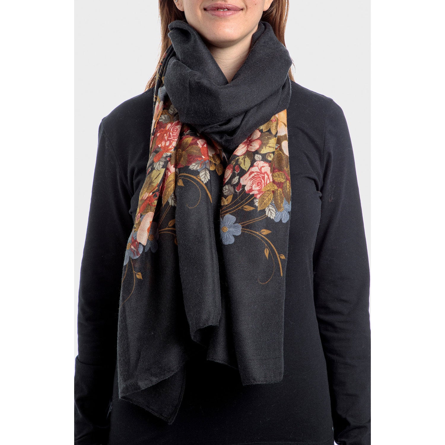 Punt Roma Floral Scarf - Blue Navy 1 Shaws Department Stores