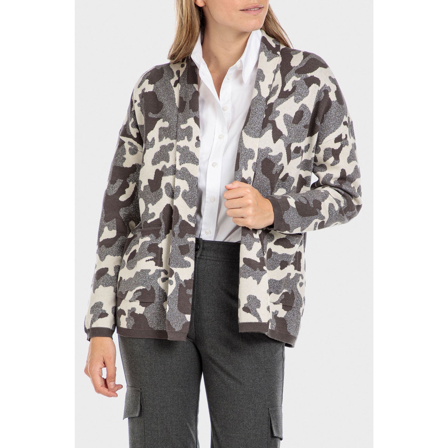 Punt Roma Camouflage Jacket - Grey 1 Shaws Department Stores