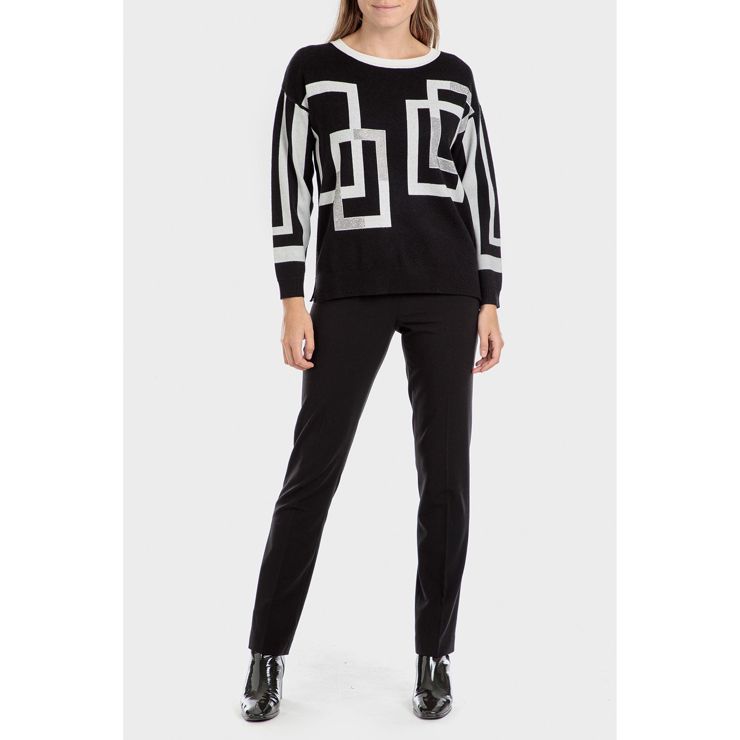 Punt Roma Jacquard Sweater - Black 3 Shaws Department Stores