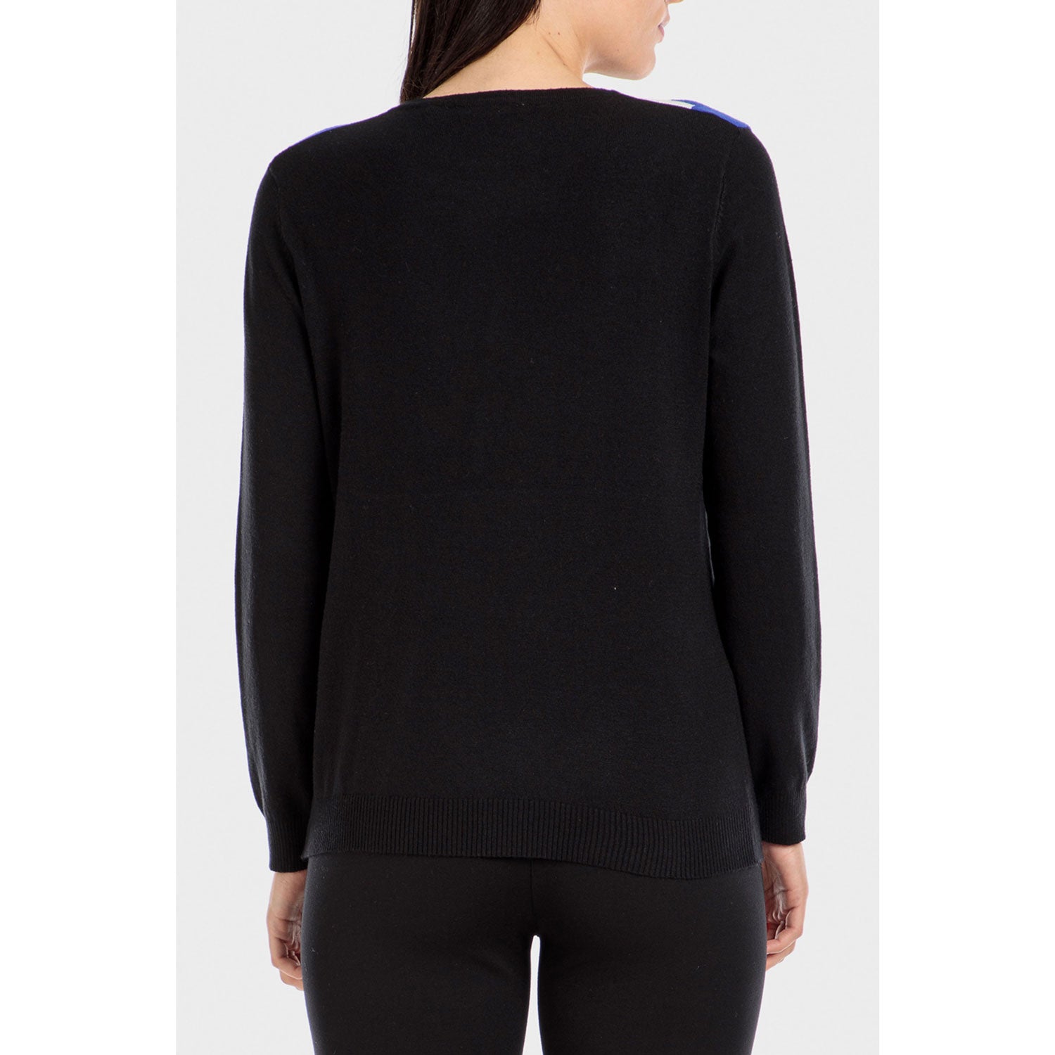 Punt Roma Intarsia Sweater - Black/Blue 2 Shaws Department Stores