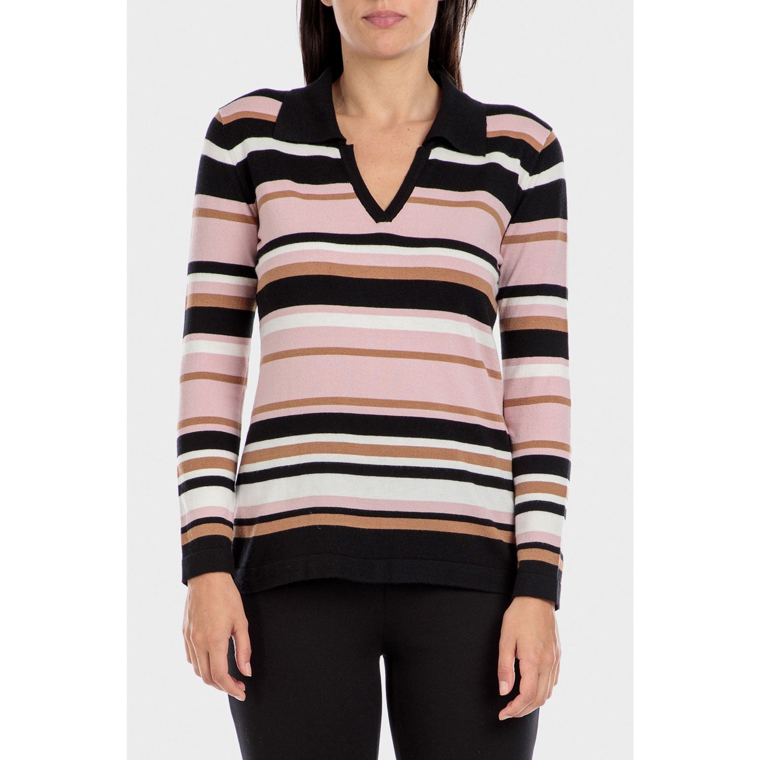 Punt Roma Multi-Coloured Striped Sweater - Black 1 Shaws Department Stores