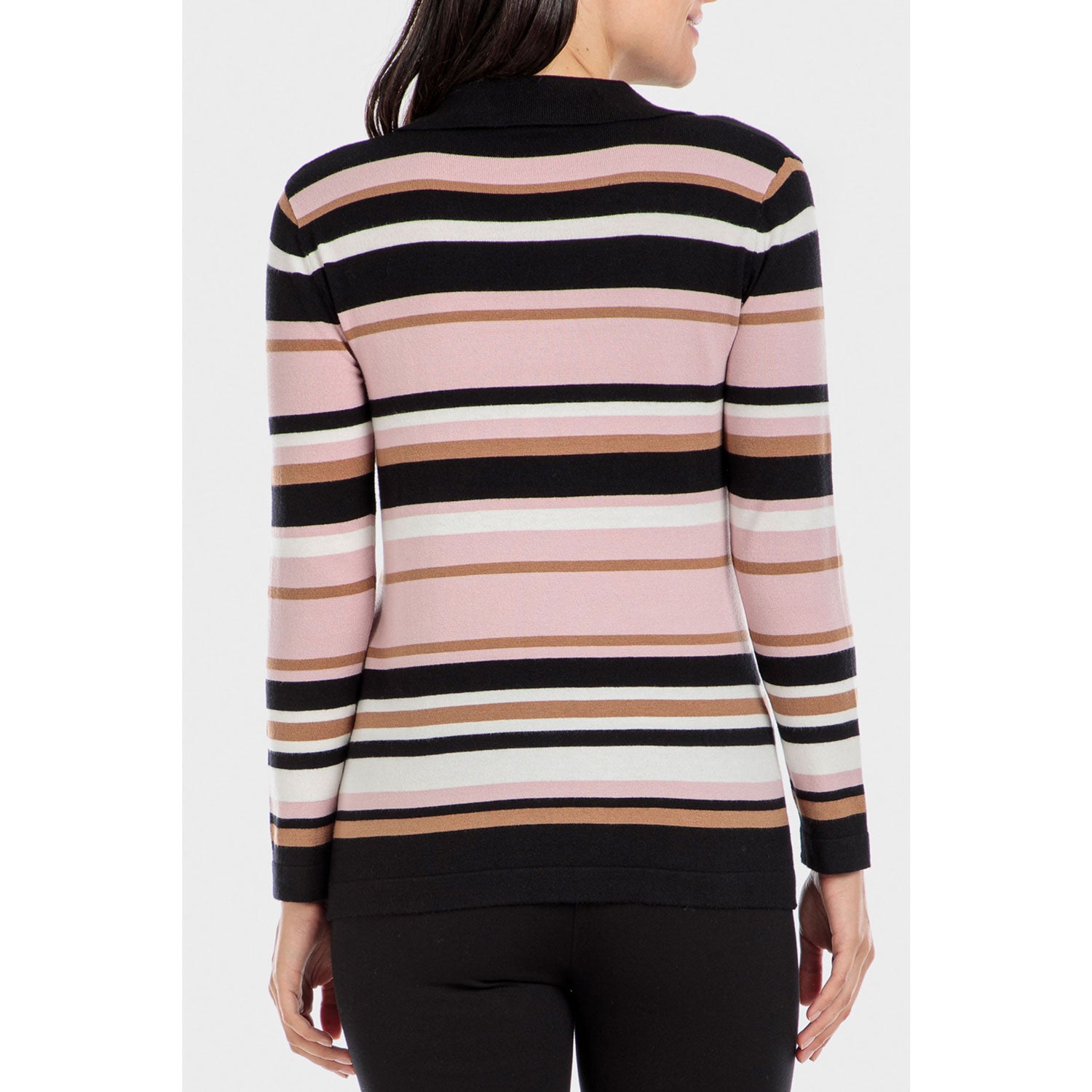 Punt Roma Multi-Coloured Striped Sweater - Black 2 Shaws Department Stores